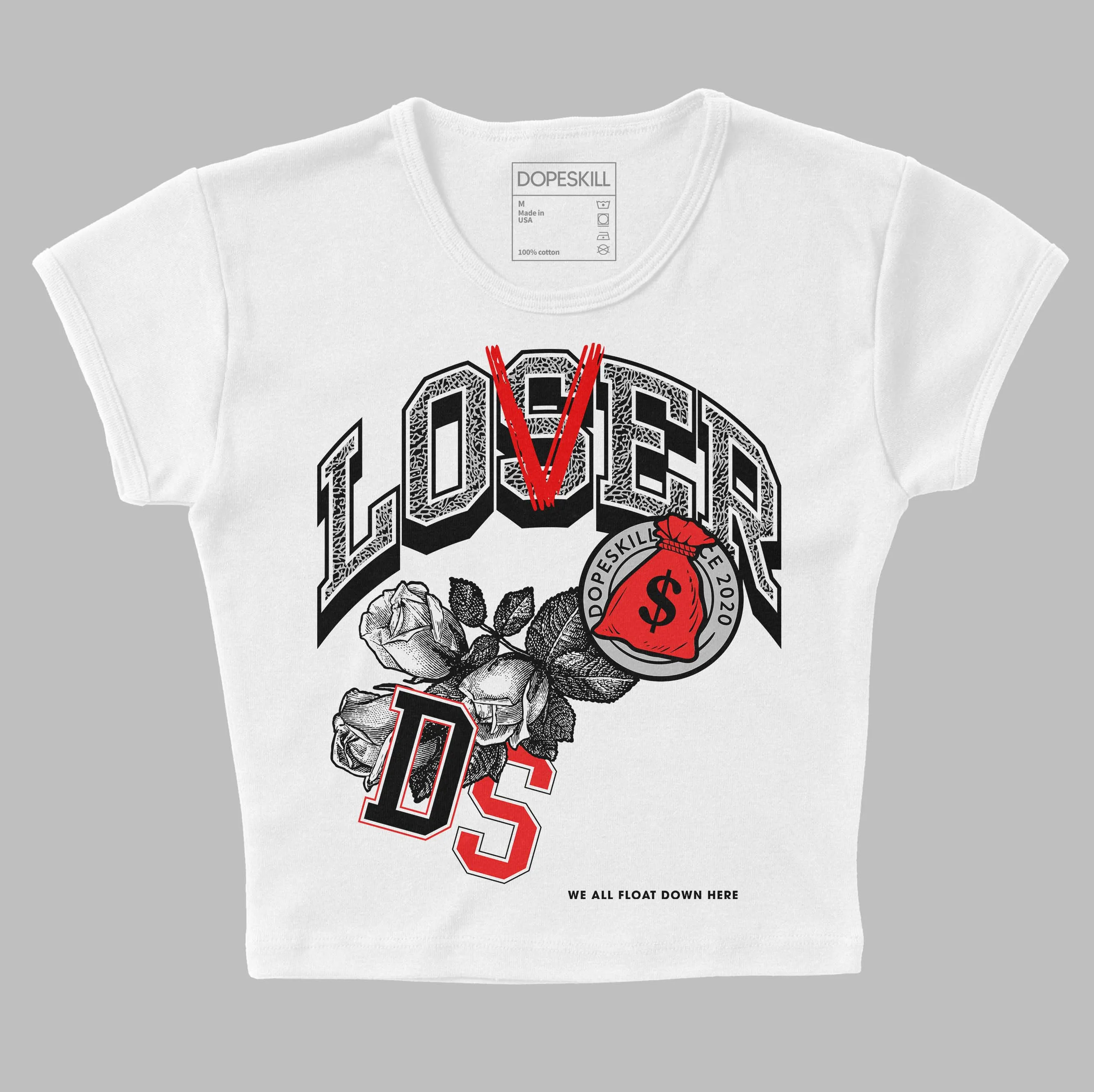 AJ Spizike Bred DopeSkill Women's Crop Top Loser Lover Graphic sold by DopeSkill product image thumbnail 2