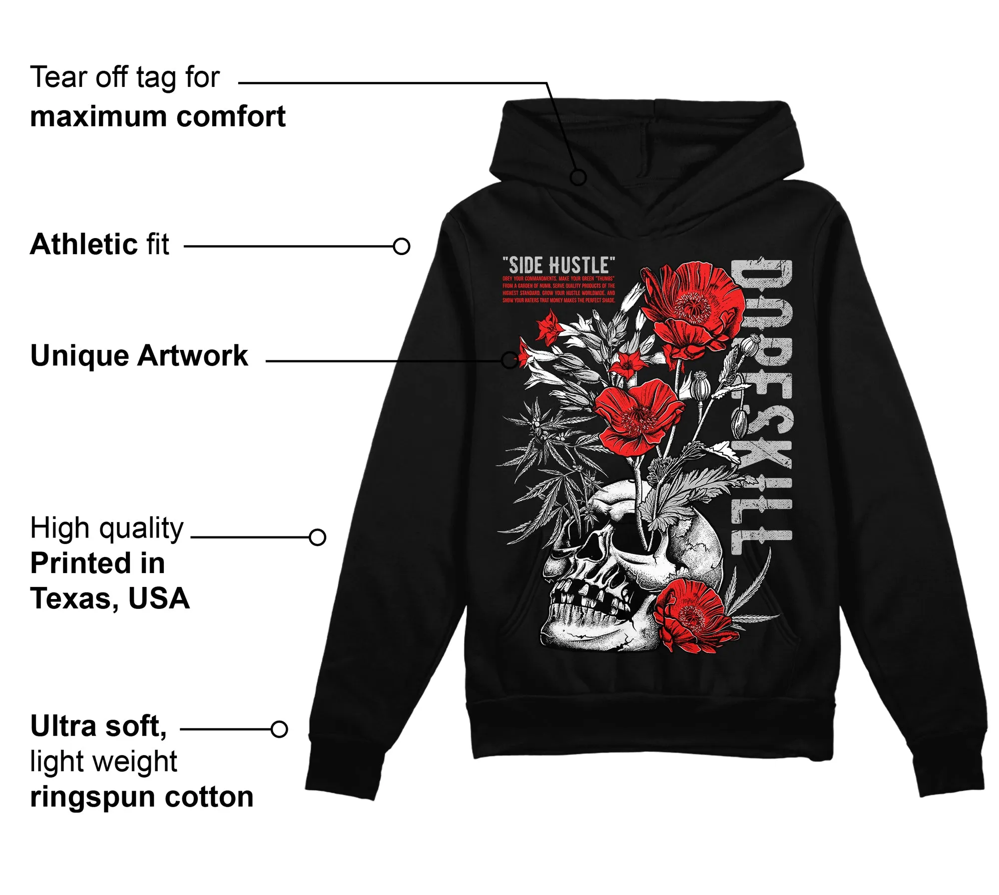 AJ Spizike Bred DopeSkill Hoodie Sweatshirt Side Hustle Graphic sold by DopeSkill product image thumbnail 3