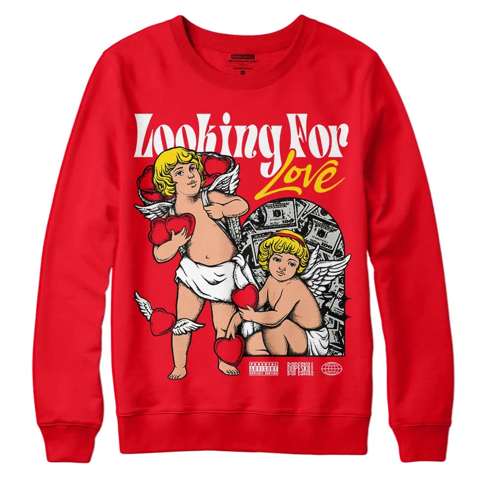 Red Thunder 4s DopeSkill Red Sweatshirt Looking For Love Graphic sold by DopeSkill