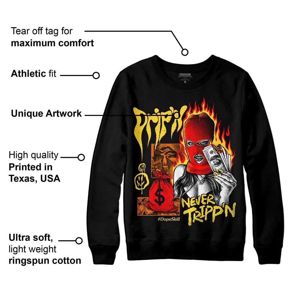 Black Tour Yellow AJ 4 Thunder DopeSkill Sweatshirt Drip'n Never Tripp'n Graphic sold by DopeSkill product image thumbnail 3