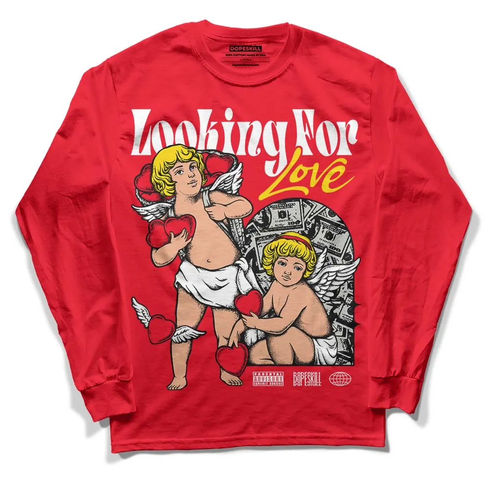 Red Thunder 4s DopeSkill Red Long Sleeve T-Shirt Looking For Love Graphic sold by DopeSkill