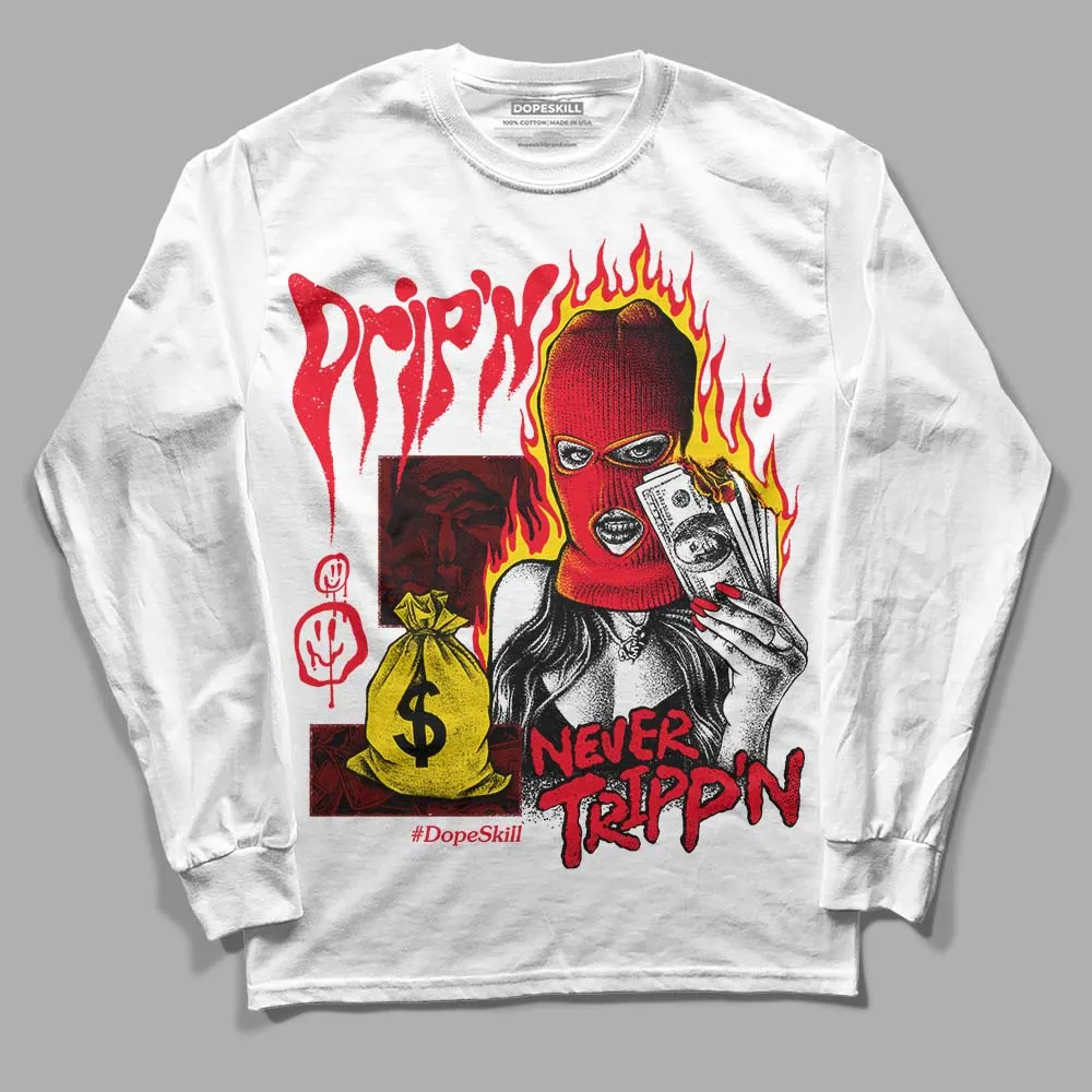 Red Thunder 4s DopeSkill Long Sleeve T-Shirt Drip'n Never Tripp'n Graphic sold by DopeSkill product image thumbnail 2