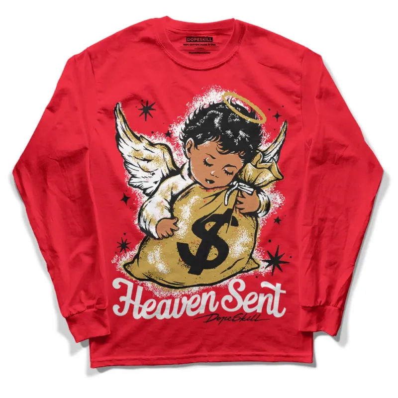 Red Thunder 4s DopeSkill Red Long Sleeve T-Shirt Heaven Sent Graphic sold by DopeSkill