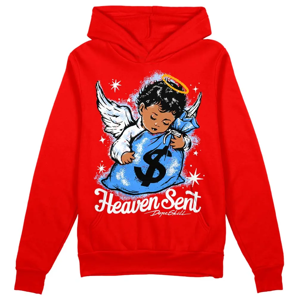 Cherry 11s DopeSkill Varsity Red Hoodie Sweatshirt Heaven Sent Graphic sold by DopeSkill