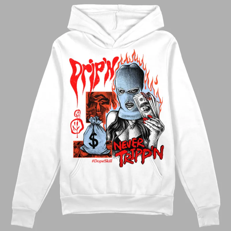 White Infrared 7s DopeSkill Hoodie Sweatshirt Drip'n Never Tripp'n Graphic sold by DopeSkill