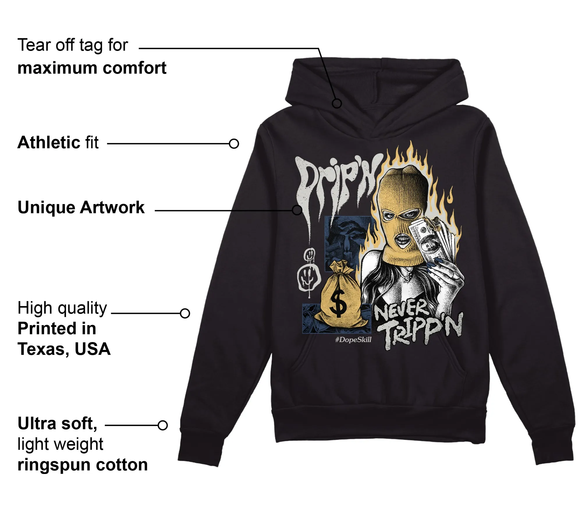 Dawn Photon Dust 5s DopeSkill Hoodie Sweatshirt Drip'n Never Tripp'n Graphic sold by DopeSkill product image thumbnail 3