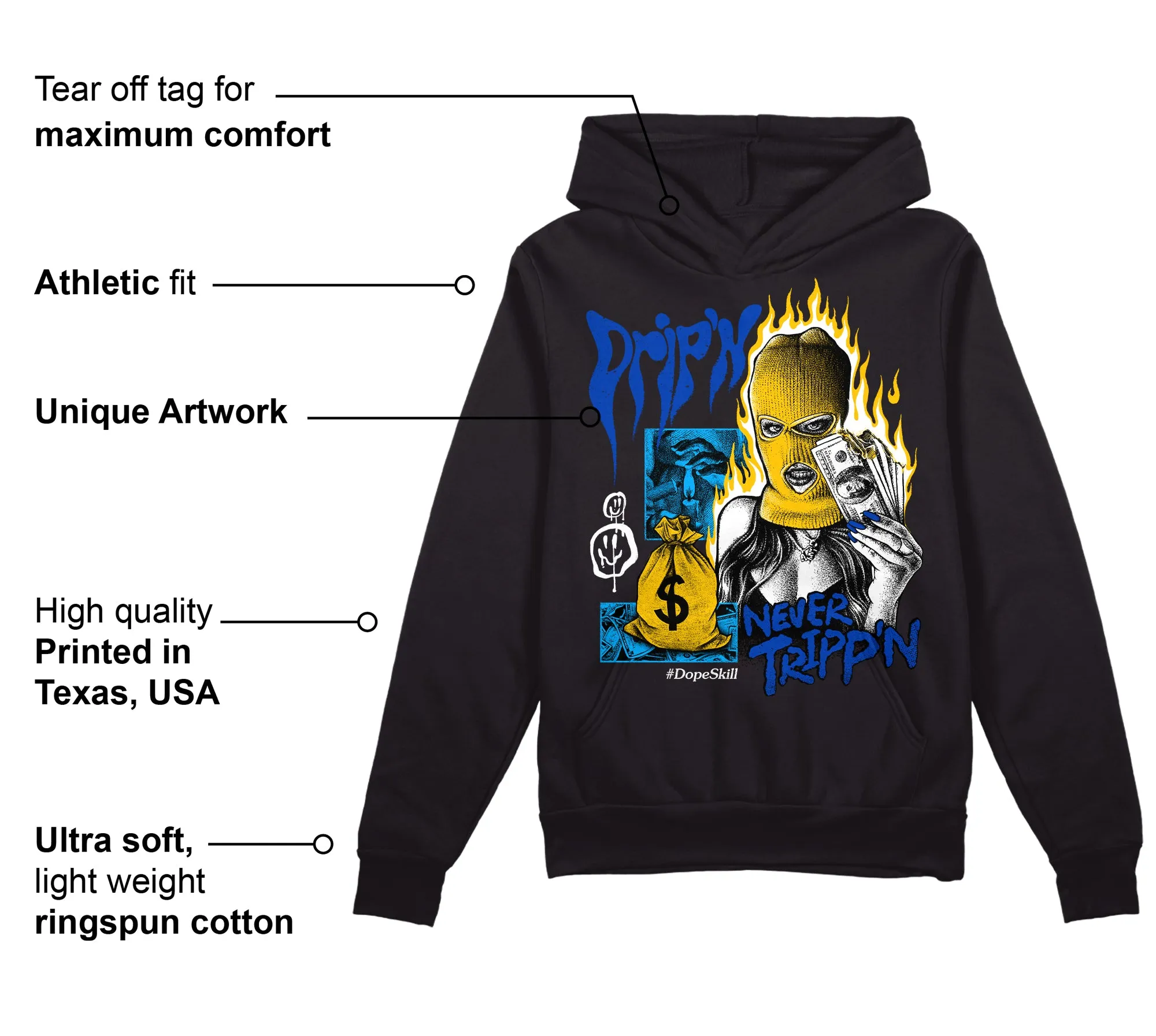 Laney 14s DopeSkill Hoodie Sweatshirt Drip'n Never Tripp'n Graphic sold by DopeSkill product image thumbnail 3