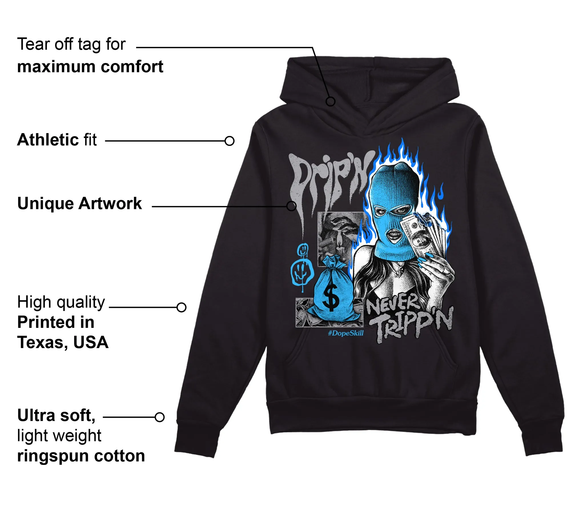 Chambray 7s DopeSkill Hoodie Sweatshirt Drip'n Never Tripp'n Graphic sold by DopeSkill product image thumbnail 3
