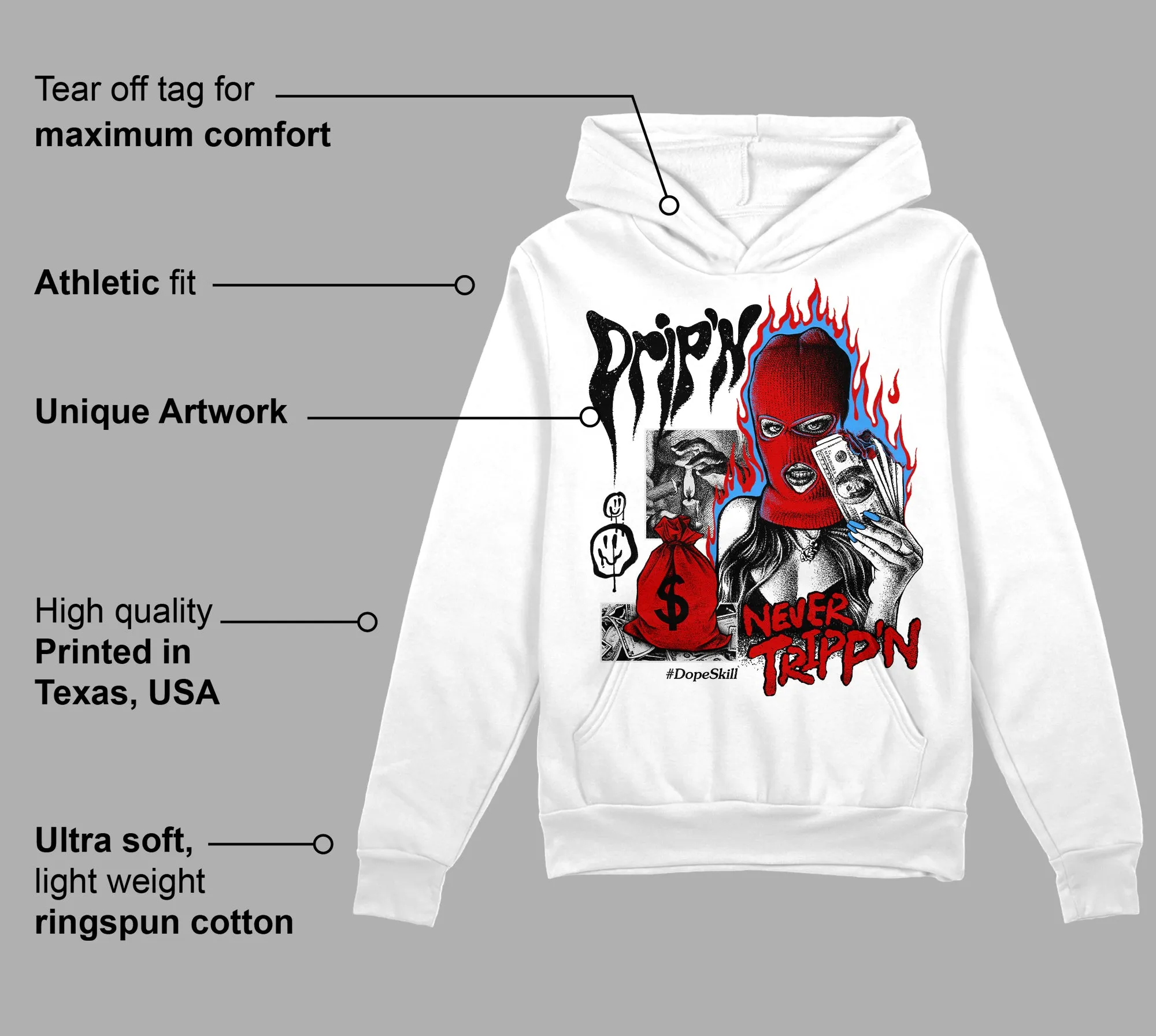 Black Toe 1s DopeSkill Hoodie Sweatshirt Drip'n Never Tripp'n Graphic sold by DopeSkill product image thumbnail 3