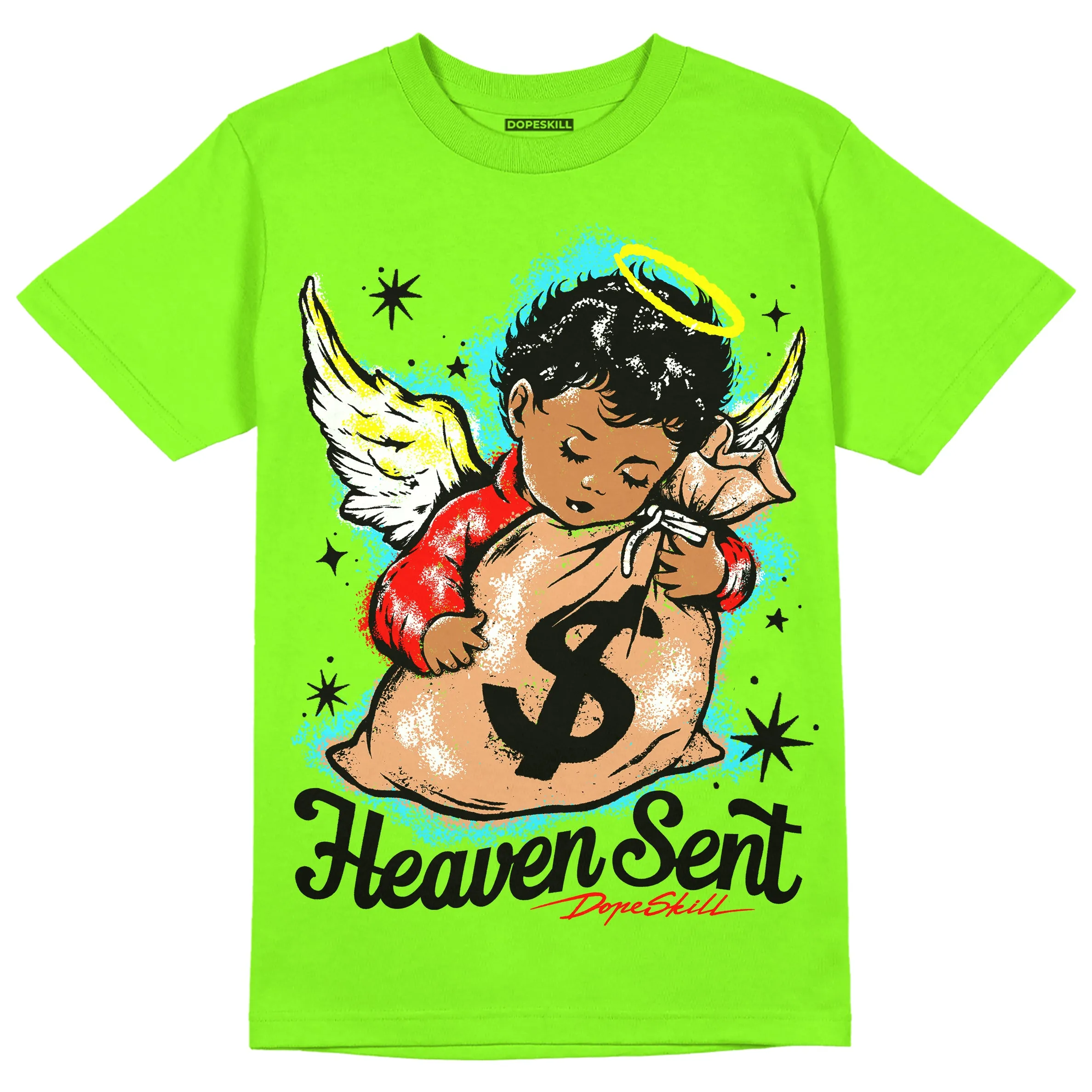 Neon Green Collection DopeSkill Neon Green T-shirt Heaven Sent Graphic sold by DopeSkill