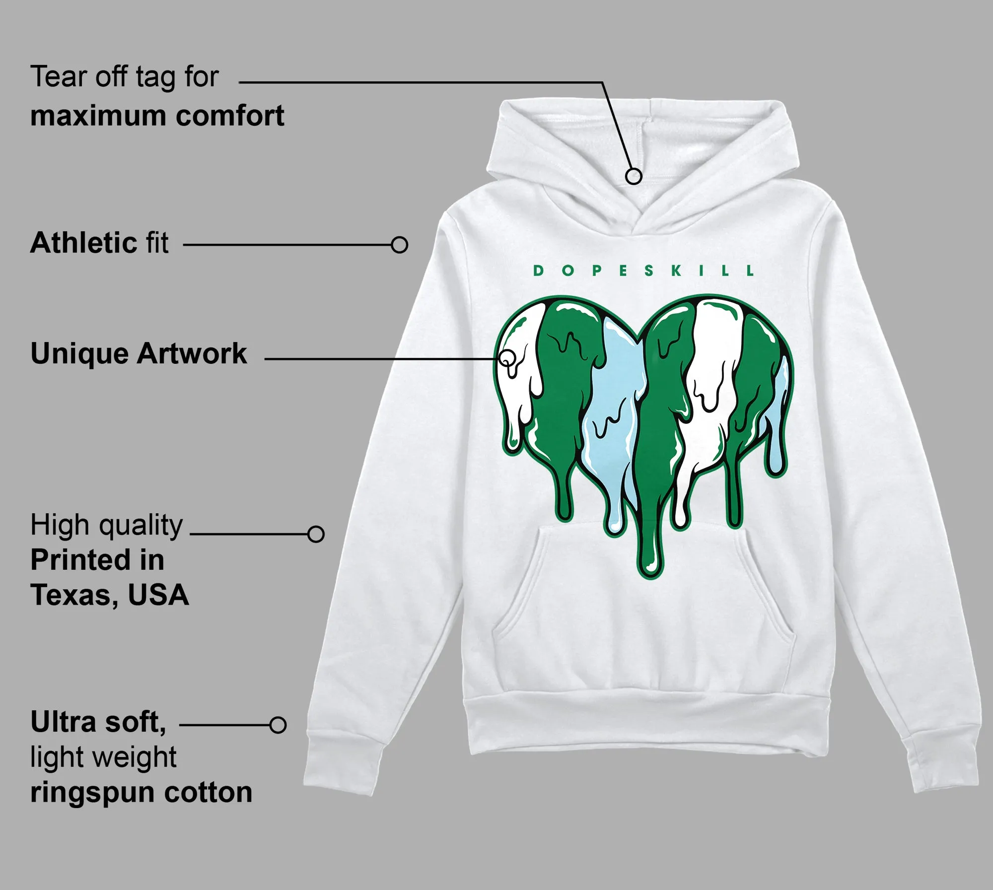 Lucky Green 5s DopeSkill Hoodie Sweatshirt Slime Drip Heart Graphic sold by DopeSkill product image thumbnail 3