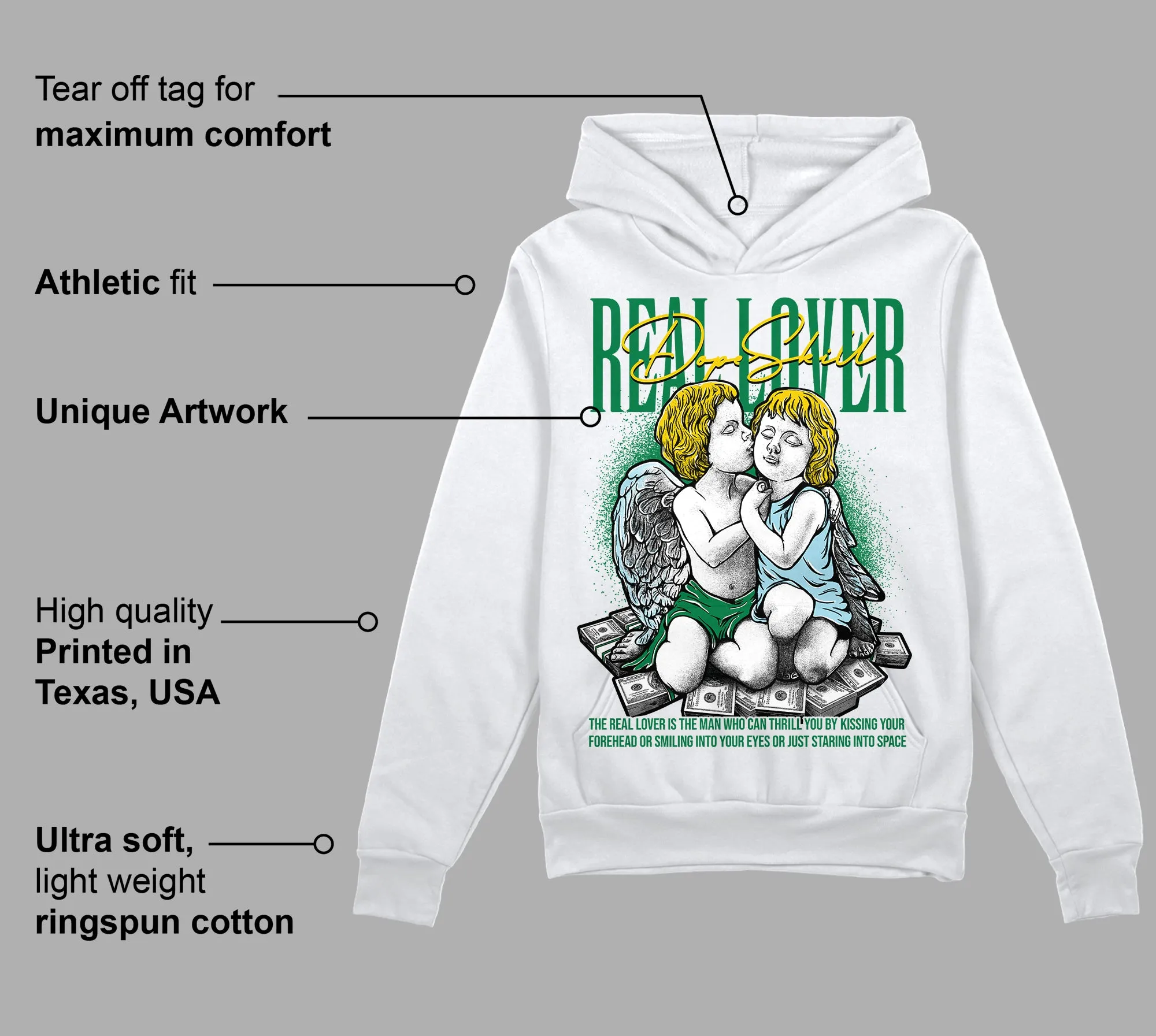 Lucky Green 5s DopeSkill Hoodie Sweatshirt Real Lover Graphic sold by DopeSkill product image thumbnail 3