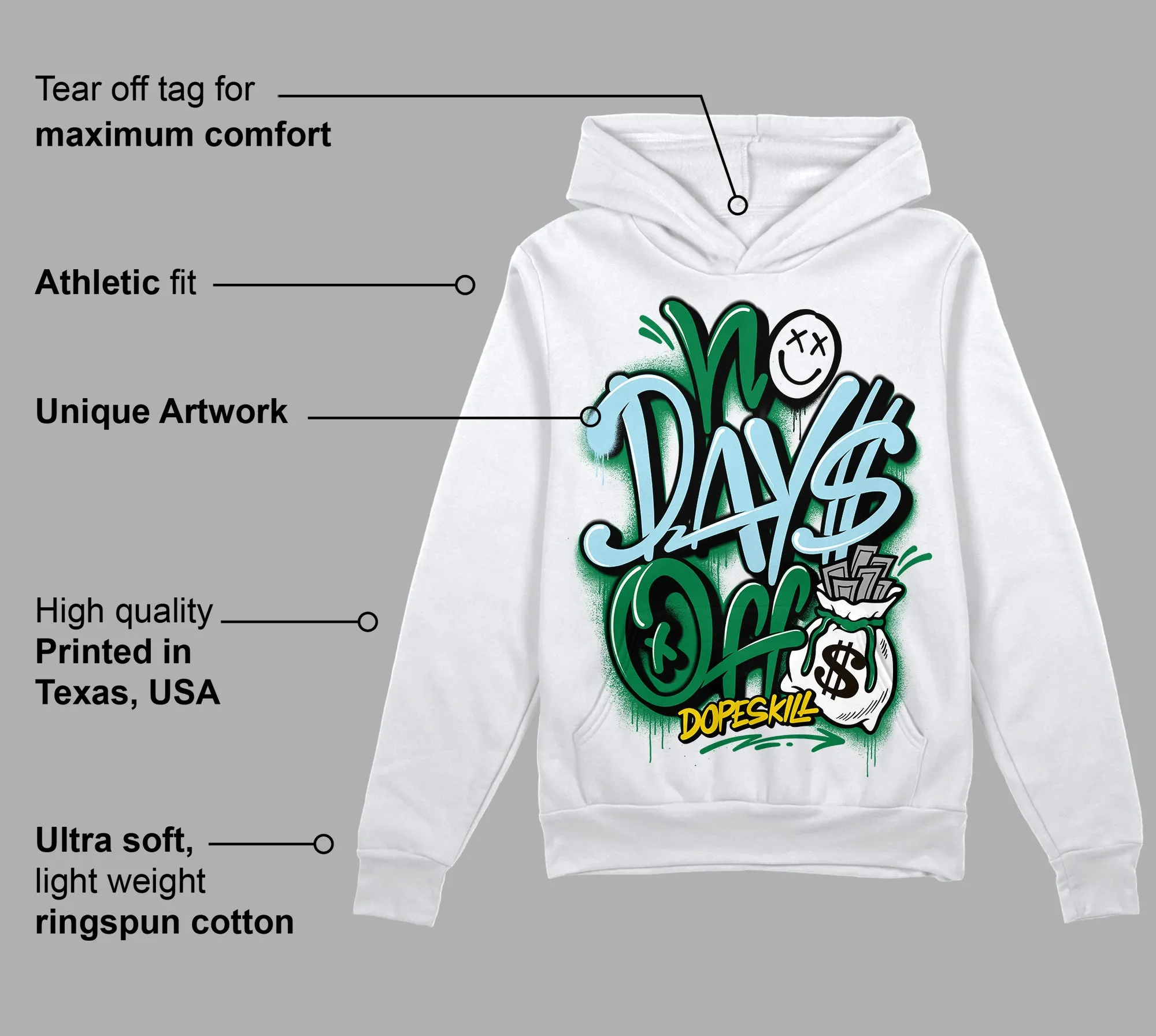 Lucky Green 5s DopeSkill Hoodie Sweatshirt No Days Off Graphic sold by DopeSkill product image thumbnail 3