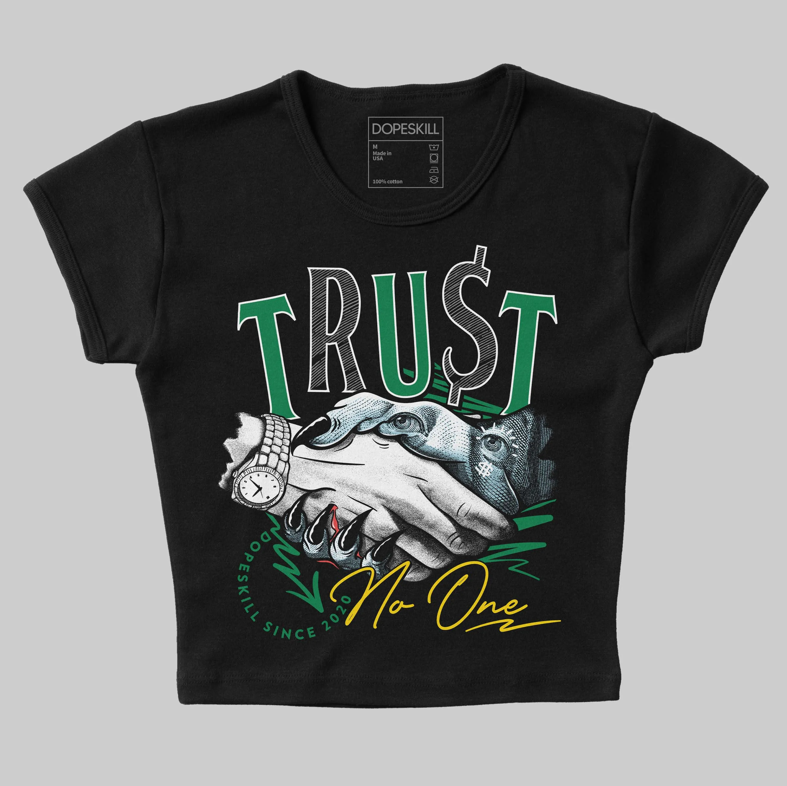 Lucky Green 5s DopeSkill Women's Crop Top Trust No One Graphic sold by DopeSkill product image thumbnail 2