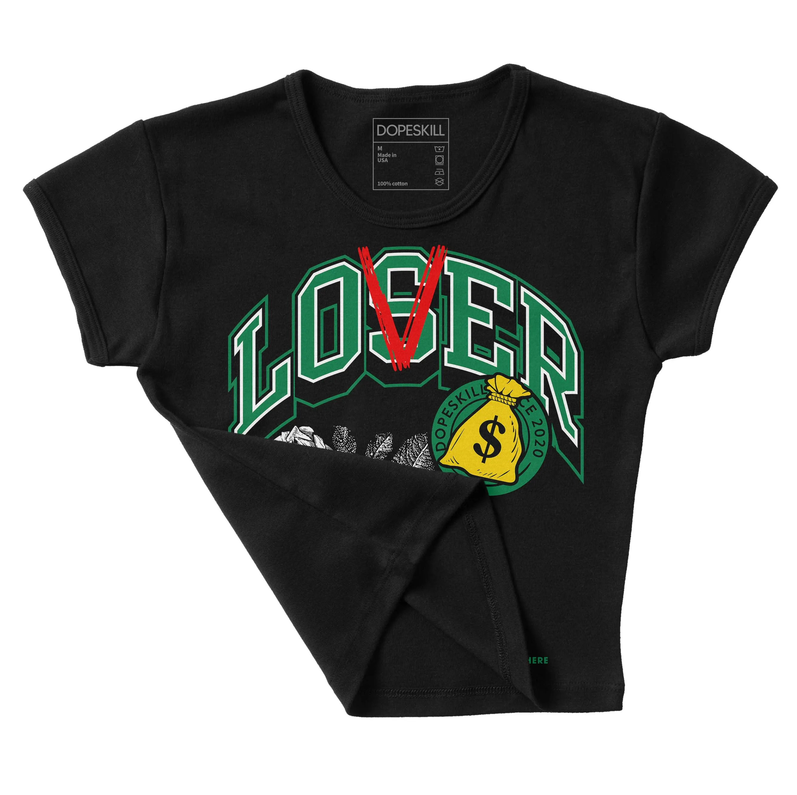 Lucky Green 5s DopeSkill Women's Crop Top Loser Lover Graphic sold by DopeSkill product image thumbnail 4