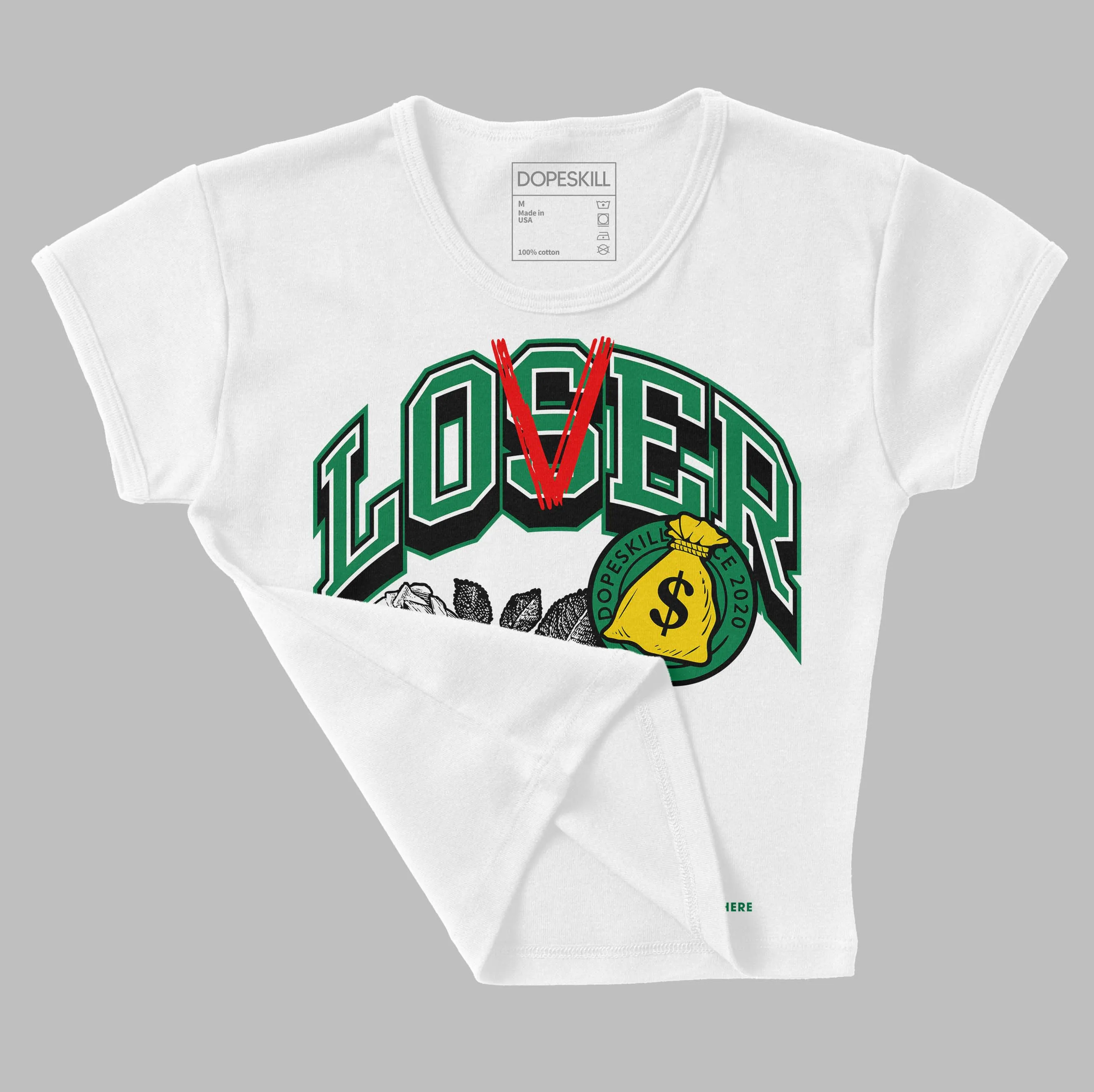 Lucky Green 5s DopeSkill Women's Crop Top Loser Lover Graphic sold by DopeSkill product image thumbnail 3