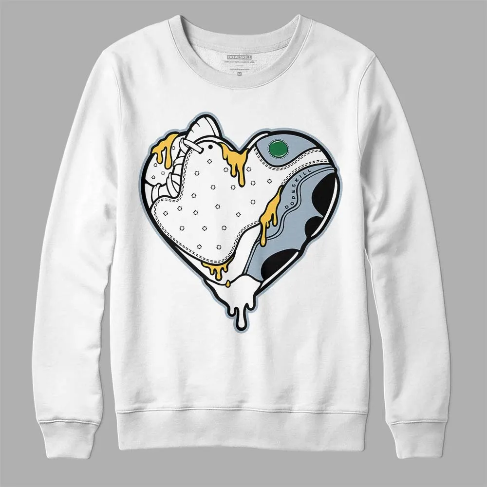 Blue Grey 13s DopeSkill Sweatshirt Heart Jordan 13 Graphic sold by DopeSkill