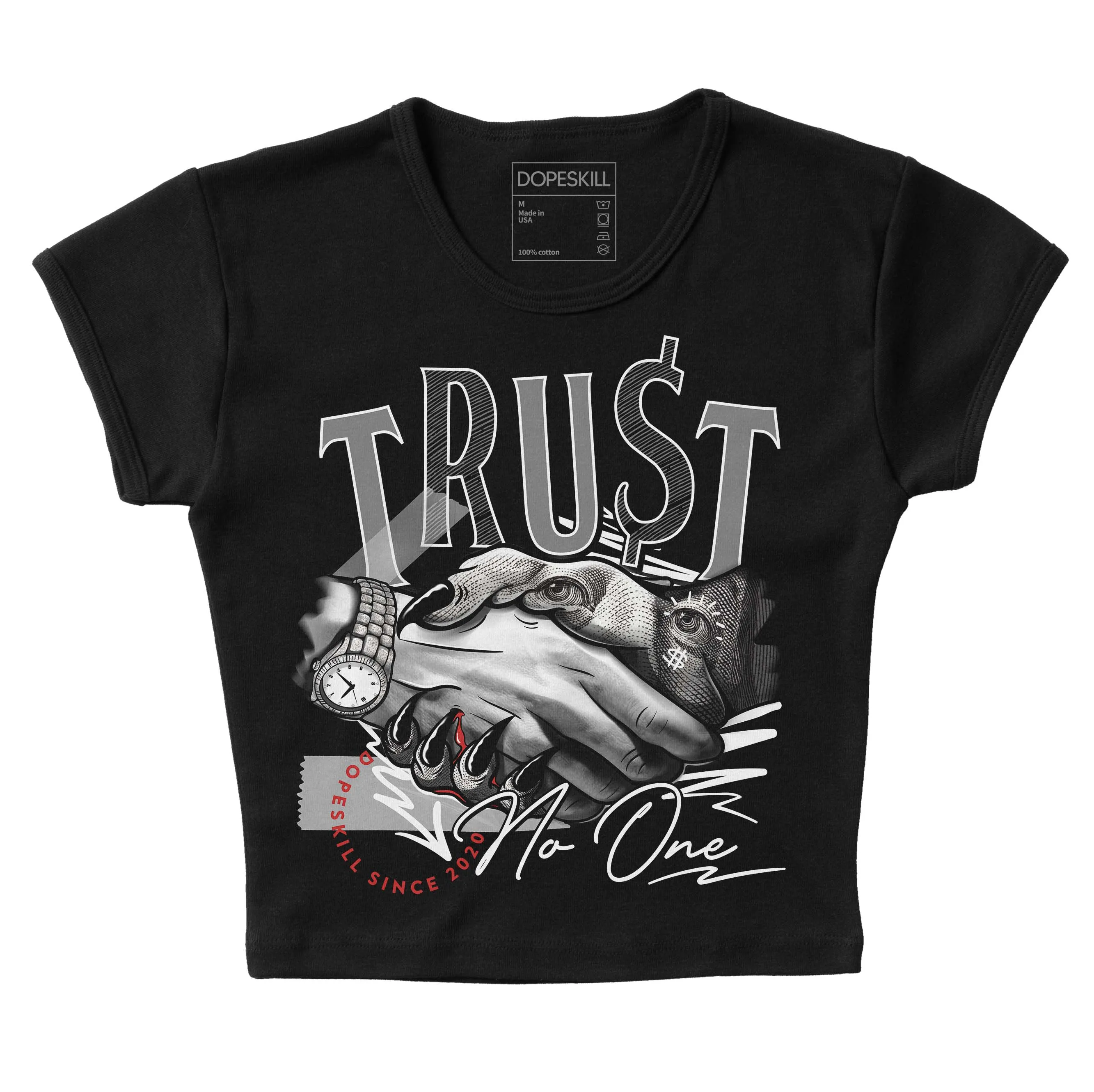 "Black/White" 1s DopeSkill Women's Crop Top Trust No One Graphic sold by DopeSkill