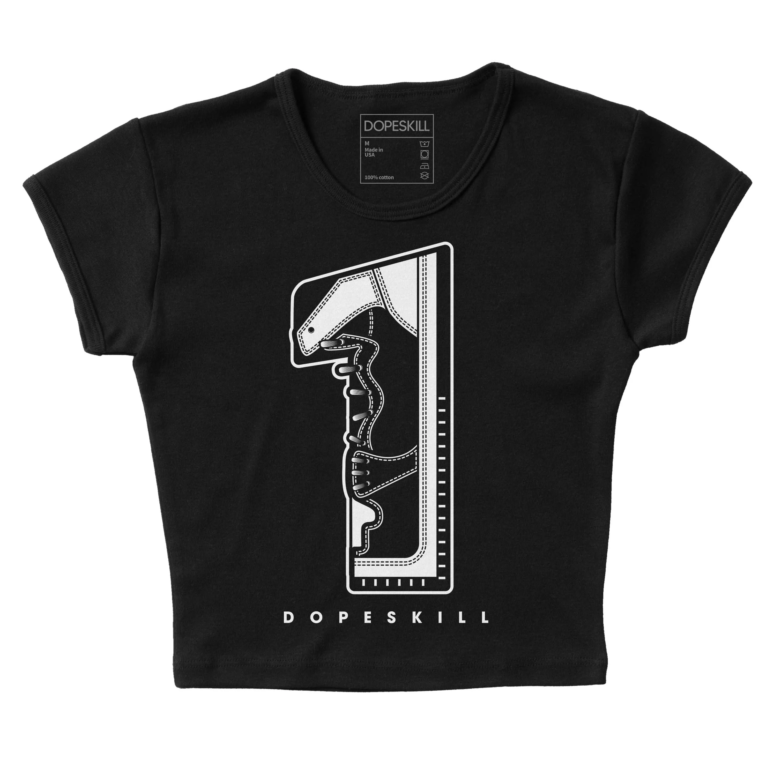 "Black/White" 1s DopeSkill Women's Crop Top No.1 Graphic sold by DopeSkill