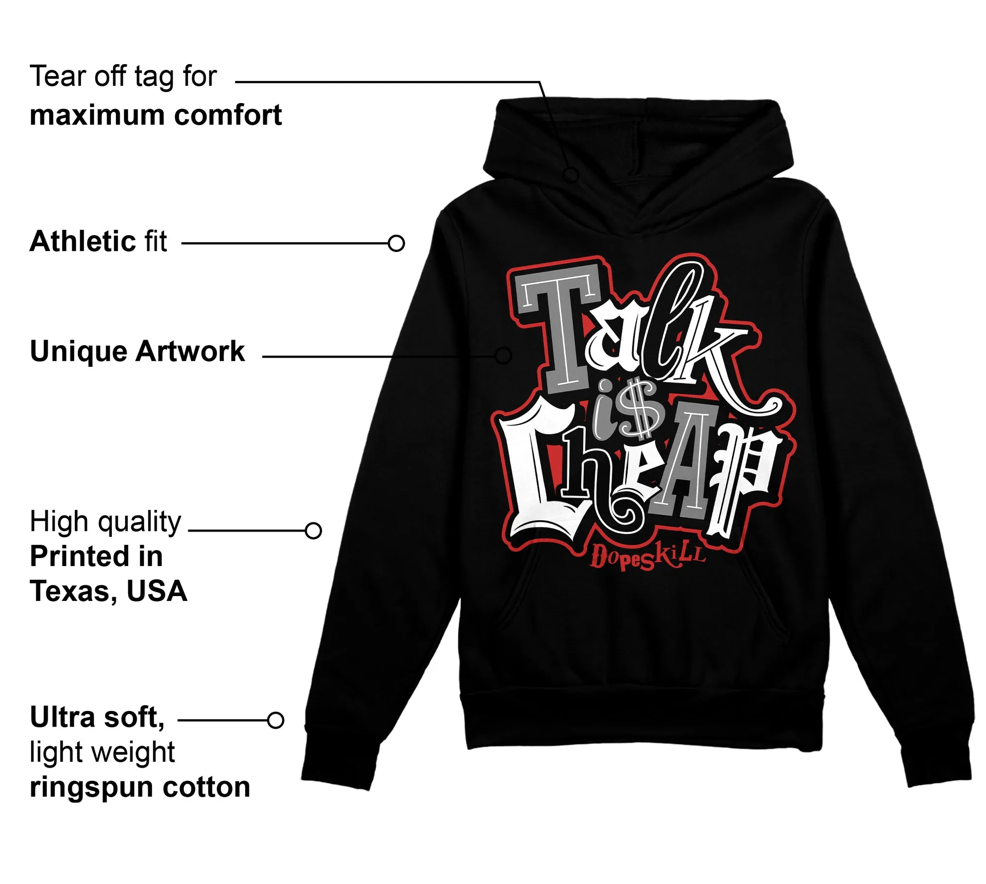 "Black/White" 1s DopeSkill Hoodie Sweatshirt Talk Is Chip Graphic sold by DopeSkill product image thumbnail 3