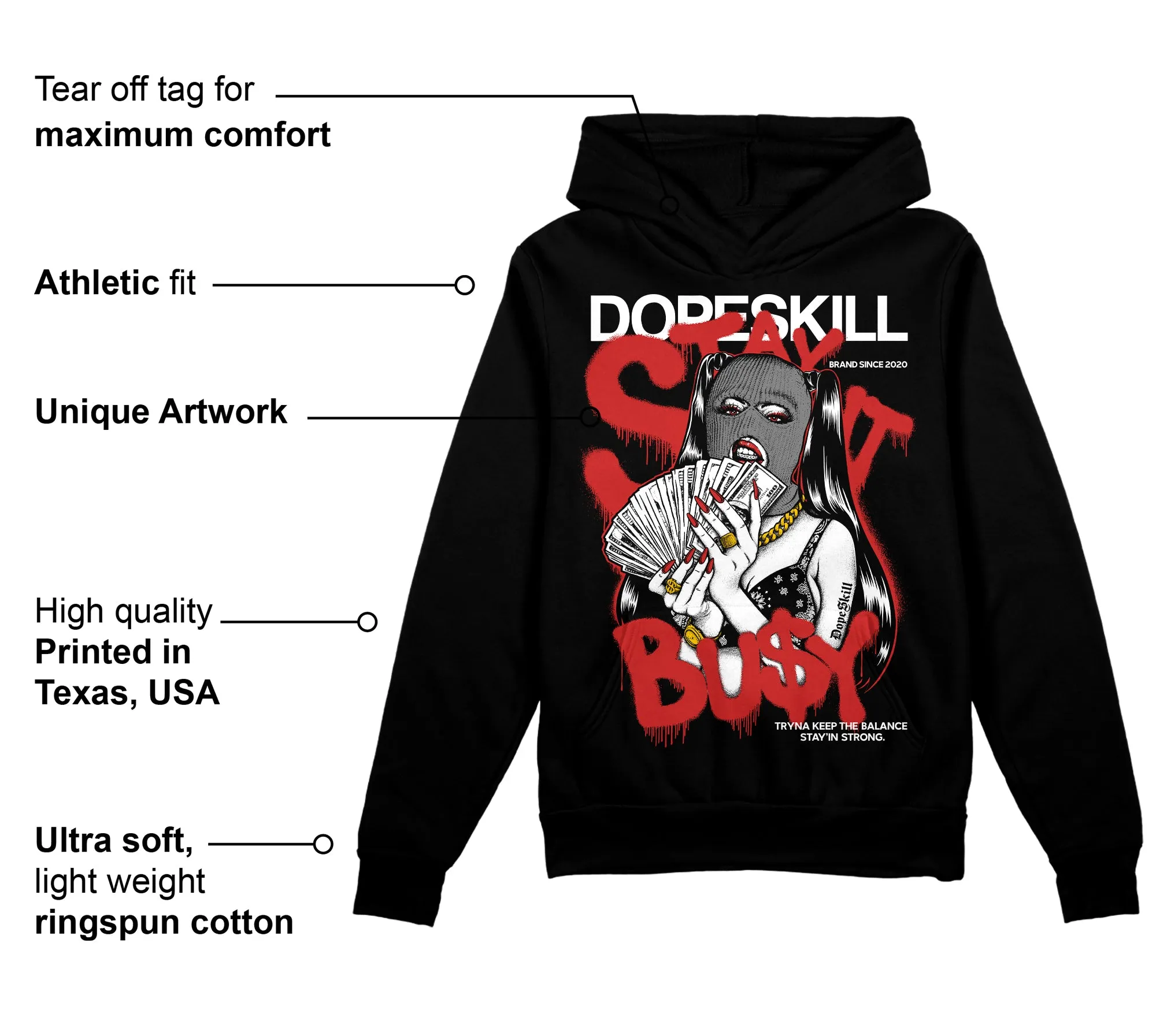 "Black/White" 1s DopeSkill Hoodie Sweatshirt Stay It Busy Graphic sold by DopeSkill product image thumbnail 3