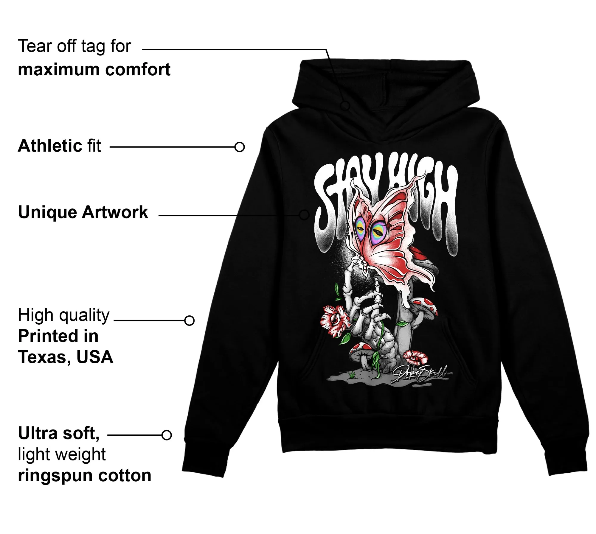 "Black/White" 1s DopeSkill Hoodie Sweatshirt Stay High Graphic sold by DopeSkill product image thumbnail 3