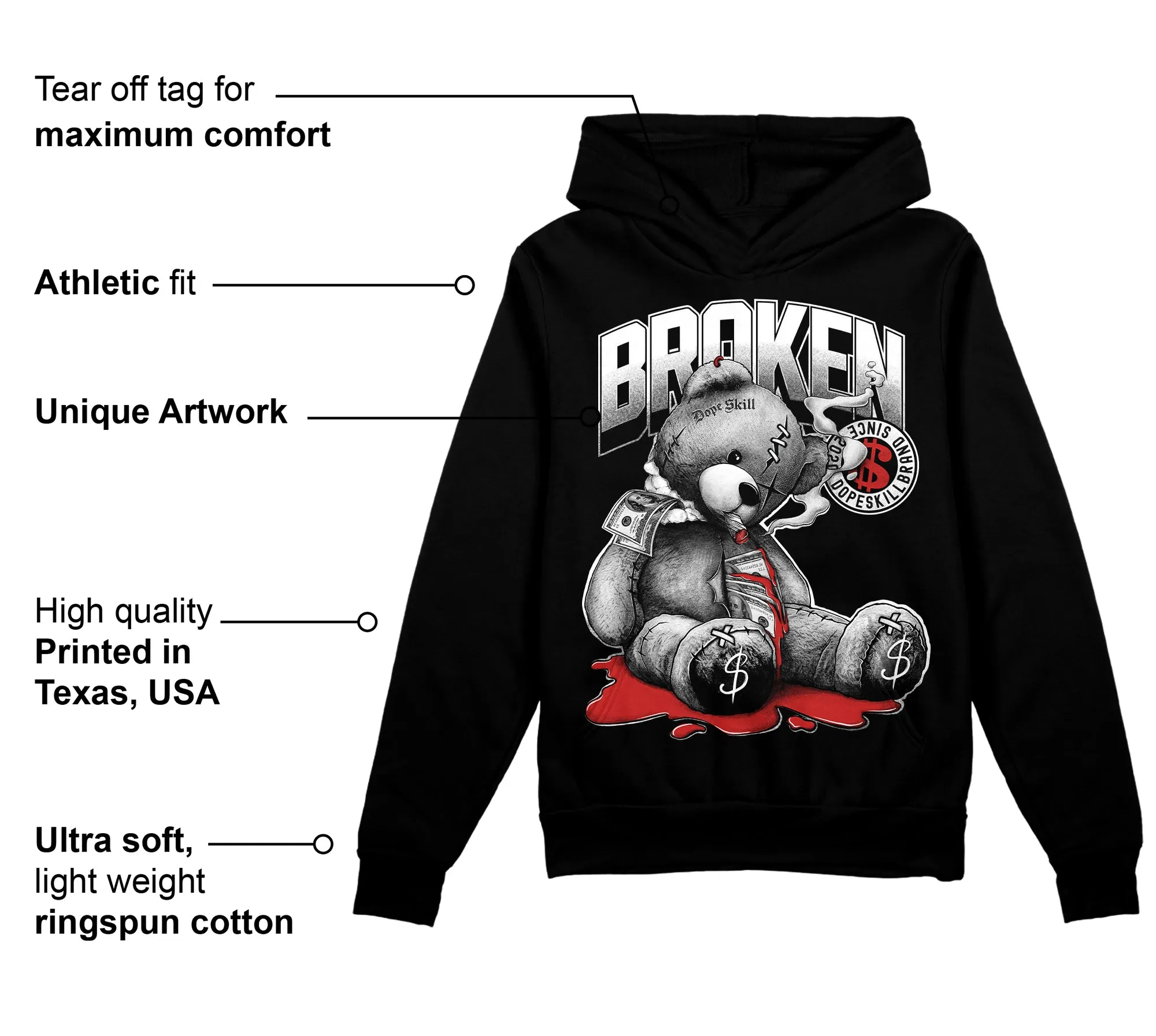 "Black/White" 1s DopeSkill Hoodie Sweatshirt Sick Bear Graphic sold by DopeSkill product image thumbnail 3