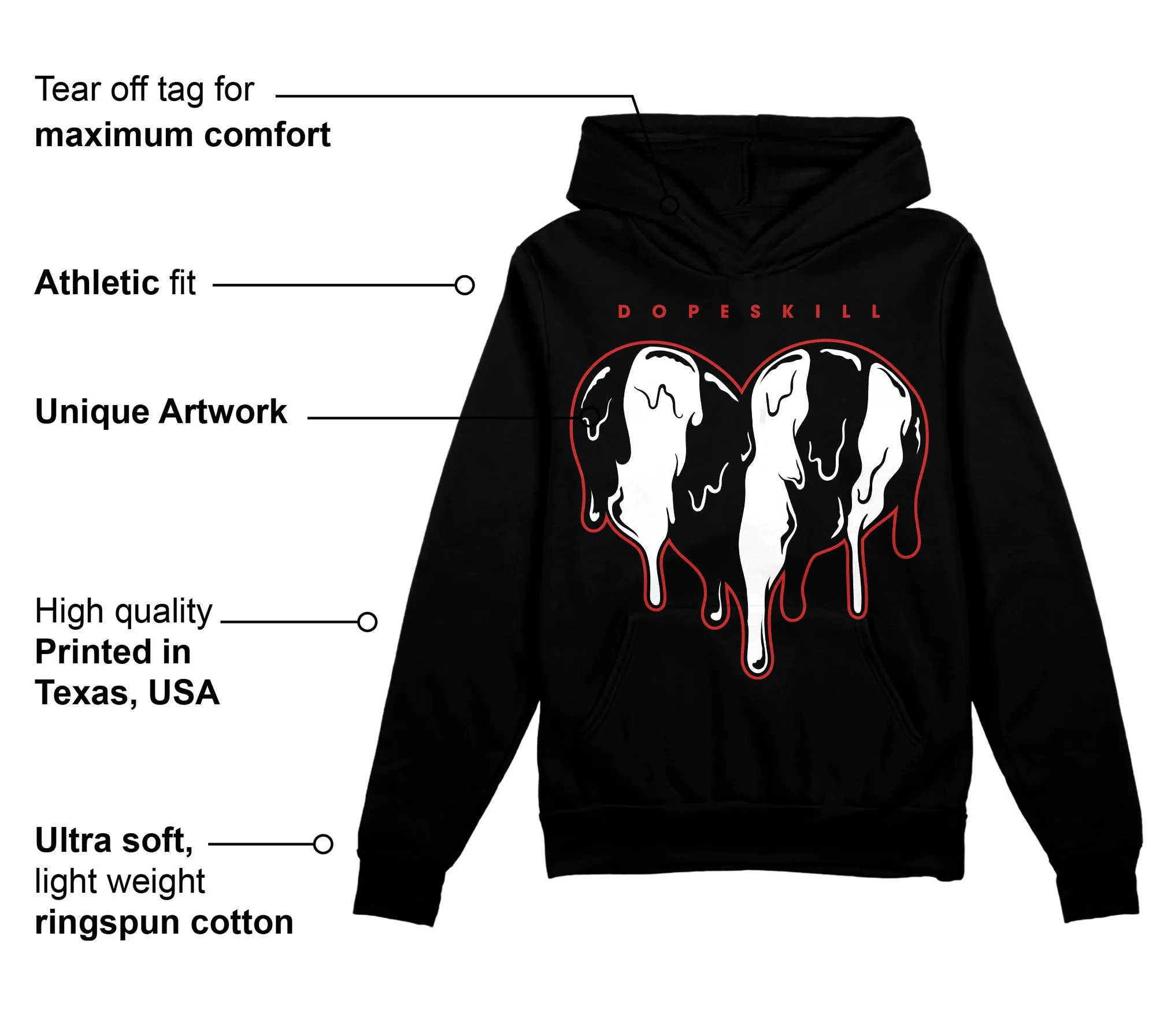 "Black/White" 1s DopeSkill Hoodie Sweatshirt Slime Drip Heart Graphic sold by DopeSkill product image thumbnail 3