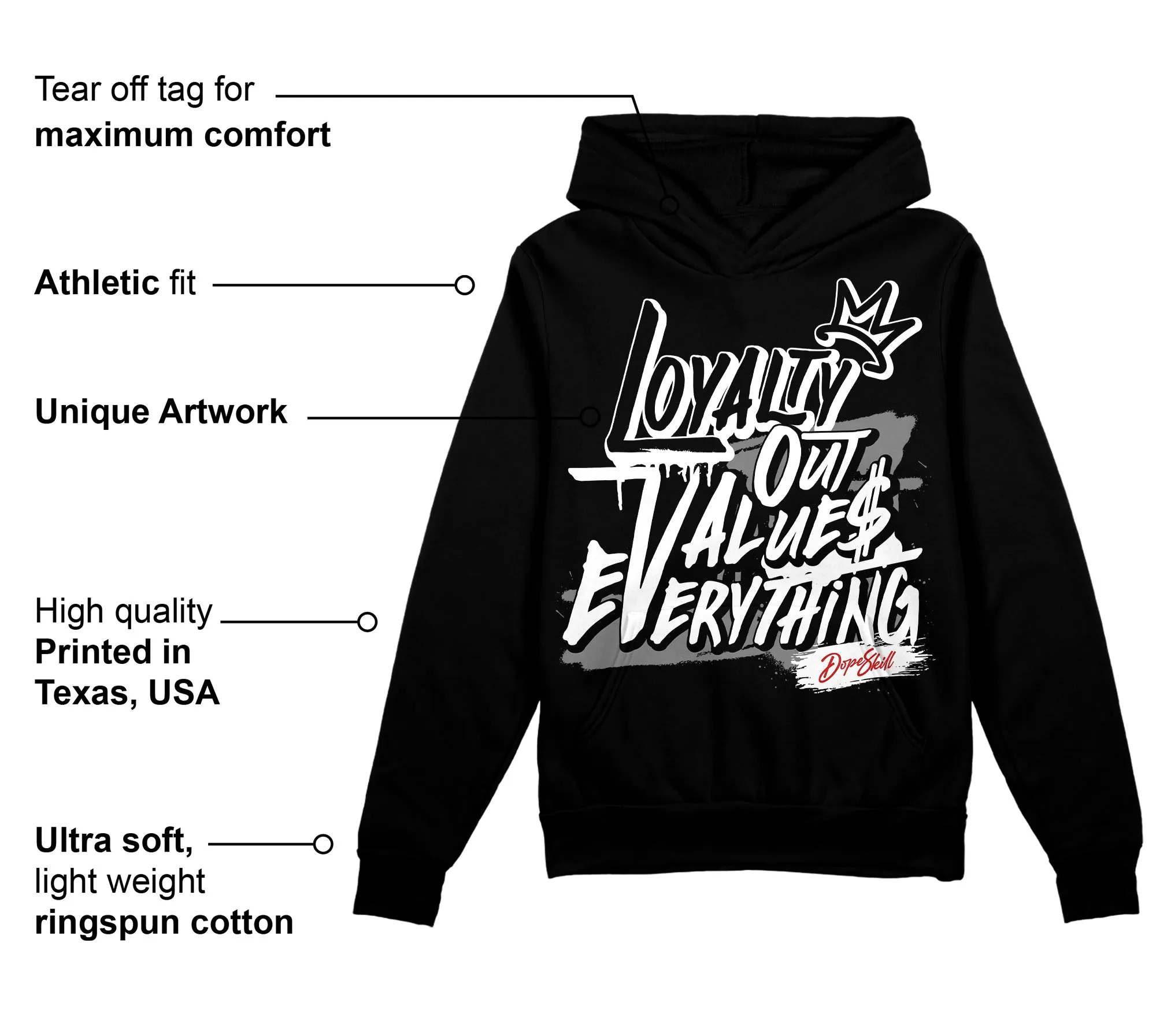 "Black/White" 1s DopeSkill Hoodie Sweatshirt LOVE Graphic sold by DopeSkill product image thumbnail 3