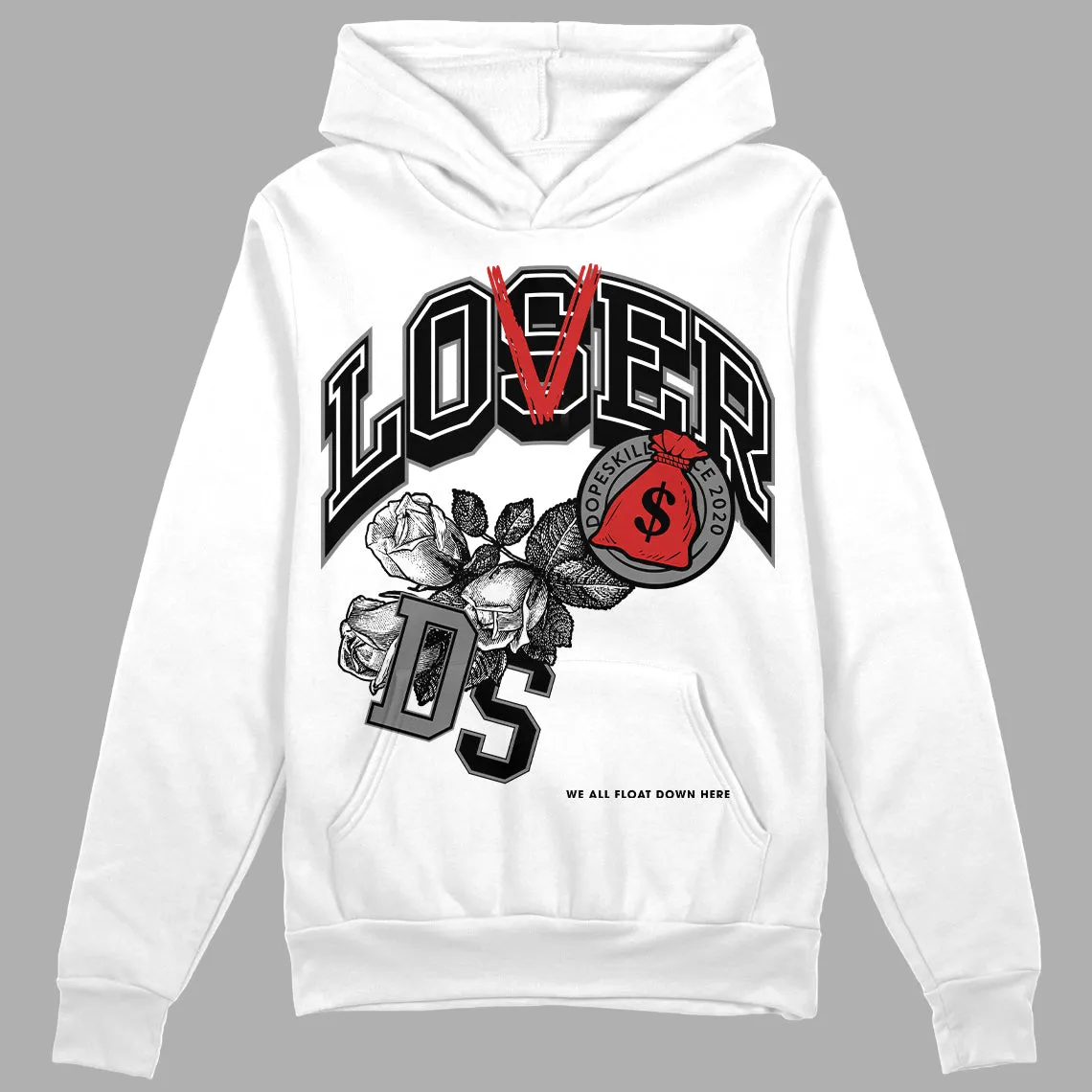 "Black/White" 1s DopeSkill Hoodie Sweatshirt Loser Lover Graphic sold by DopeSkill product image thumbnail 2
