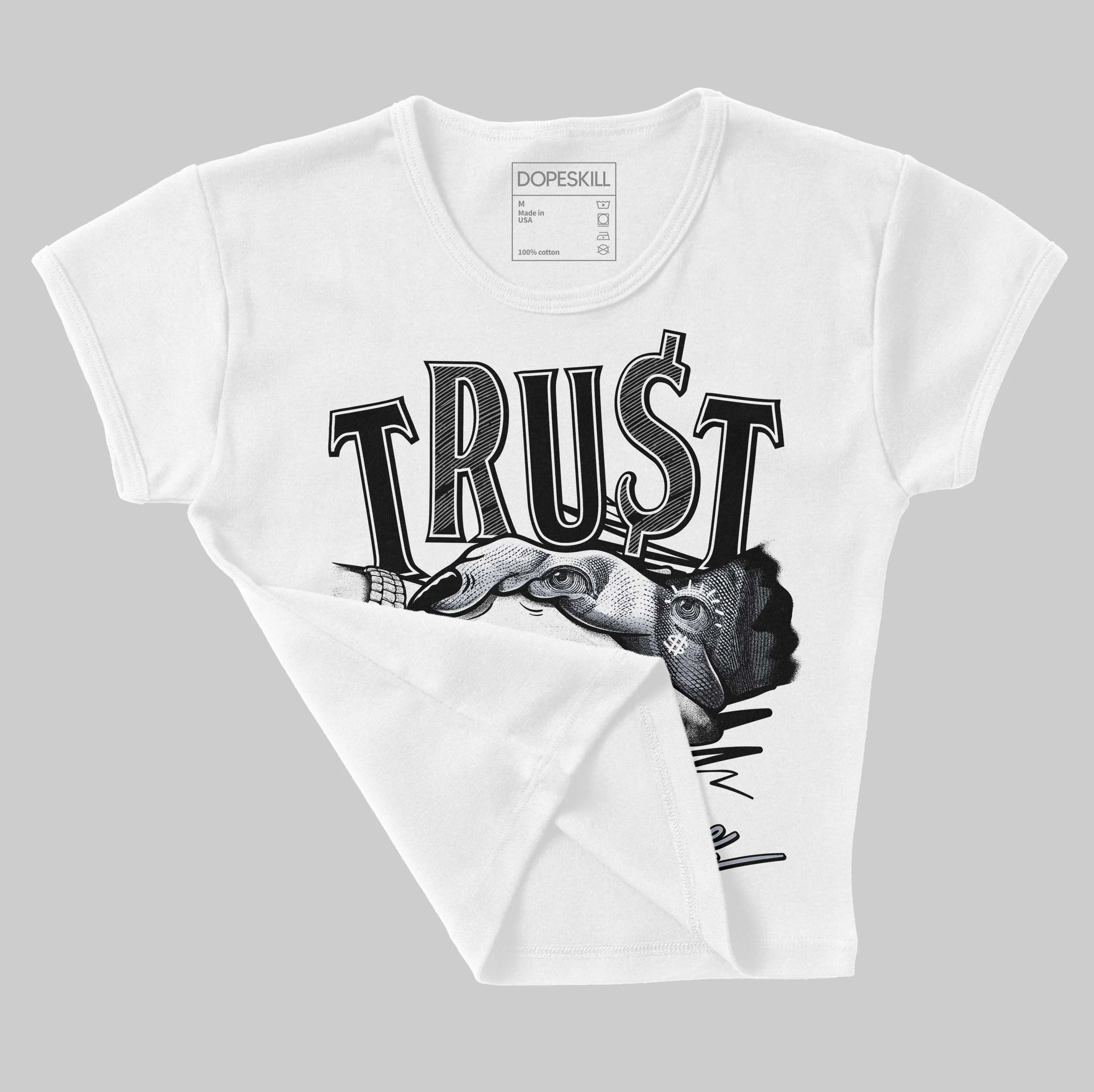 Bred Reimagined 4s DopeSkill Women's Crop Top Trust No One Graphic sold by DopeSkill product image thumbnail 4