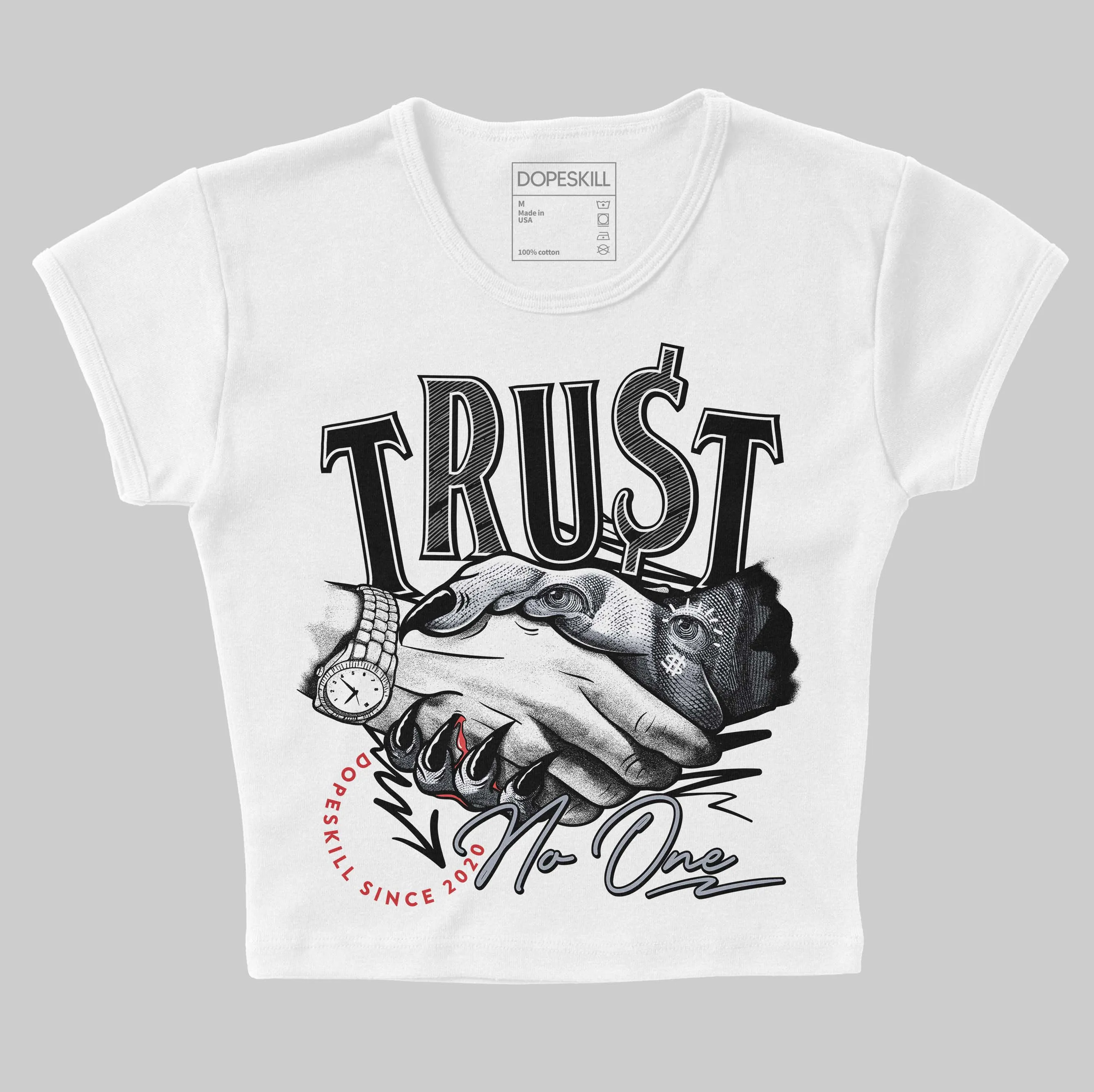 Bred Reimagined 4s DopeSkill Women's Crop Top Trust No One Graphic sold by DopeSkill product image thumbnail 2