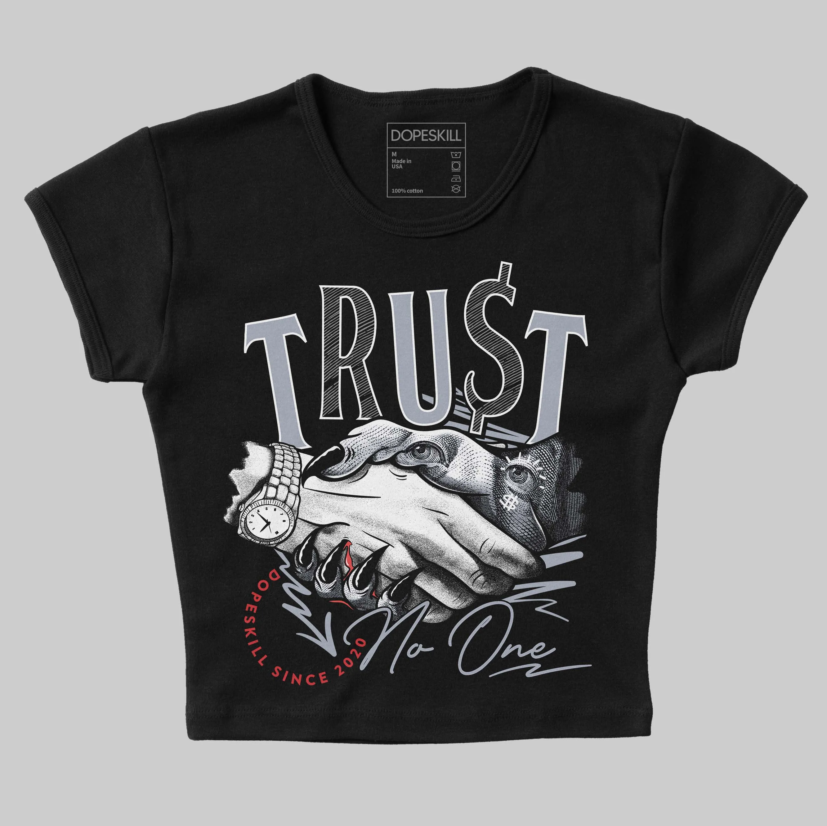 Bred Reimagined 4s DopeSkill Women's Crop Top Trust No One Graphic sold by DopeSkill