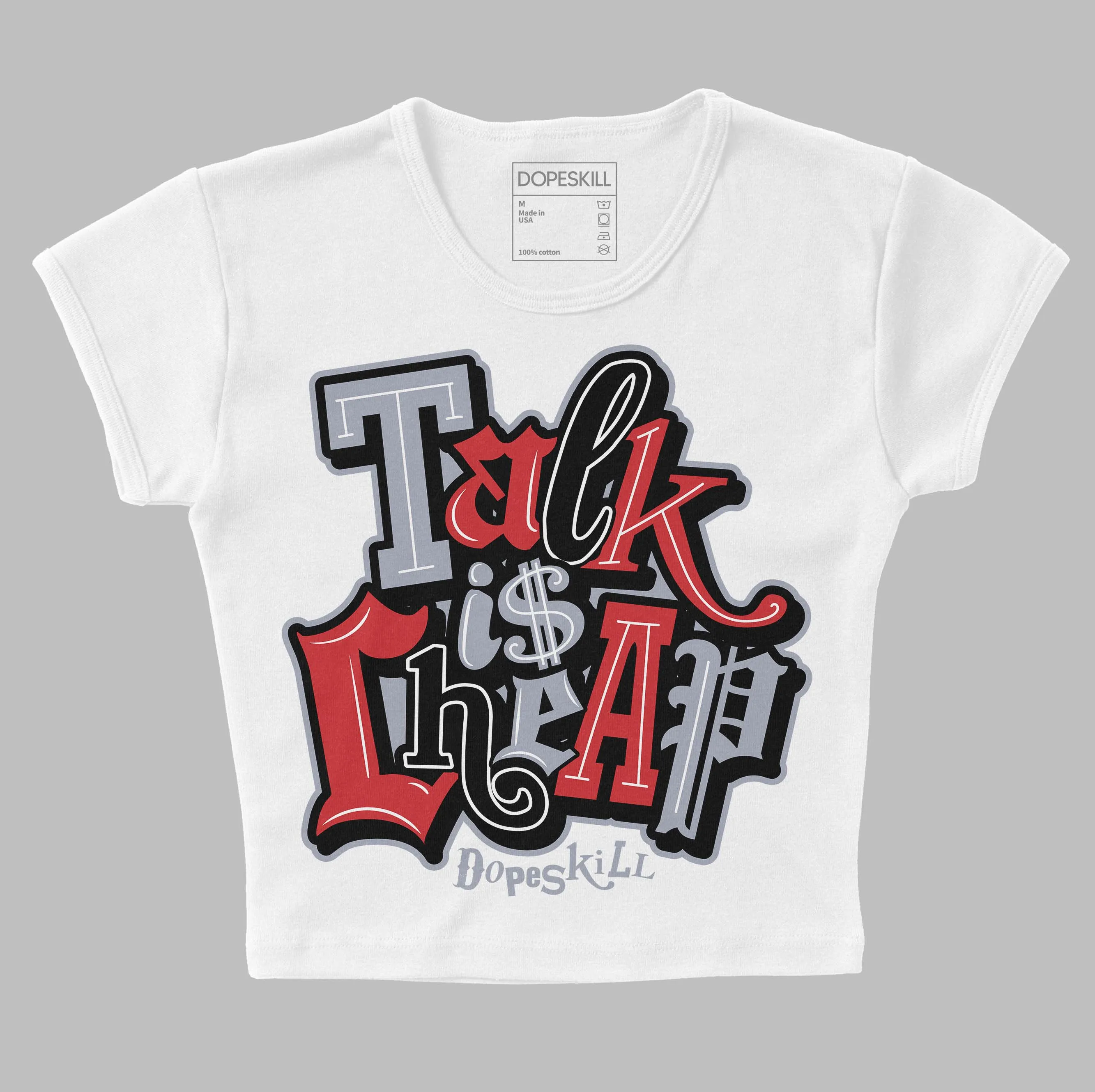 Bred Reimagined 4s DopeSkill Women's Crop Top Talk Is Chip Graphic sold by DopeSkill product image thumbnail 2