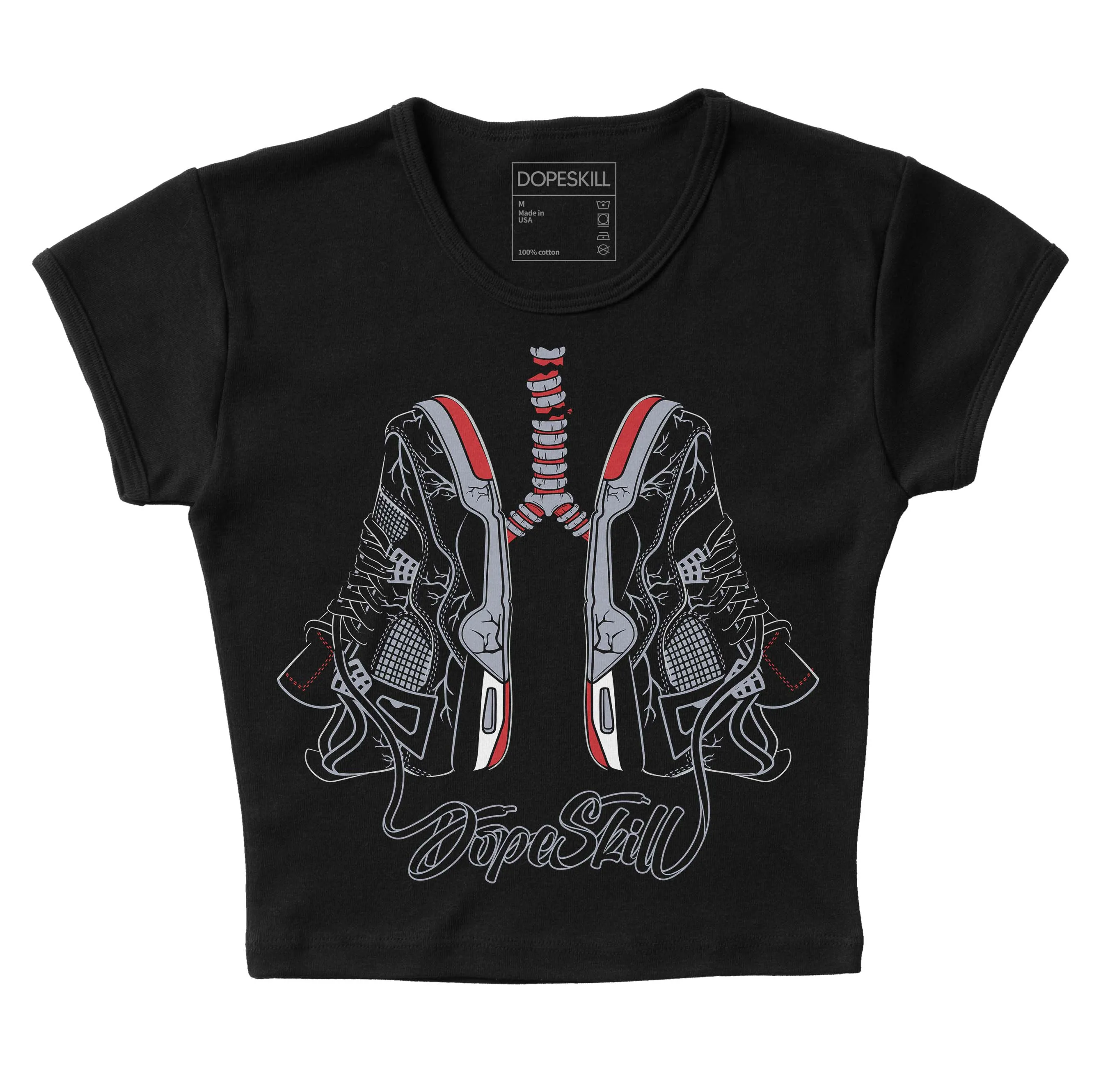 Bred Reimagined 4s DopeSkill Women's Crop Top Breathe Graphic sold by DopeSkill