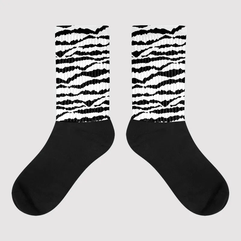 “Black/White” 1s DopeSkill Sublimated Socks Abstract Tiger Graphic sold by DopeSkill