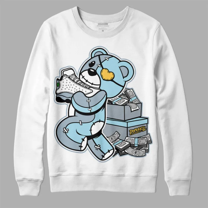 Blue Grey 13s DopeSkill Sweatshirt Bear Steals Sneaker Graphic sold by DopeSkill