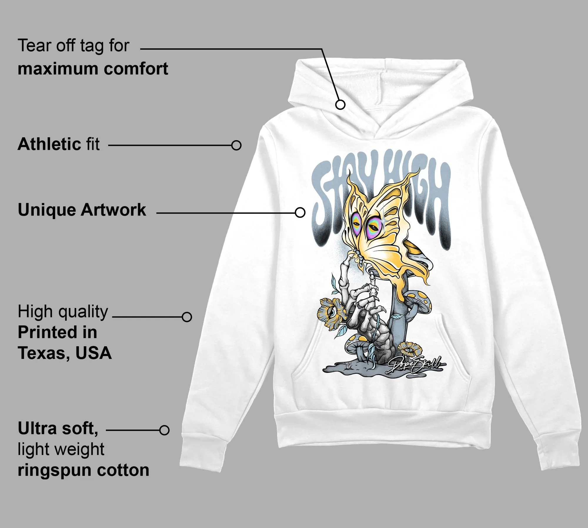 Blue Grey 13s DopeSkill Hoodie Sweatshirt Stay High Graphic sold by DopeSkill product image thumbnail 3