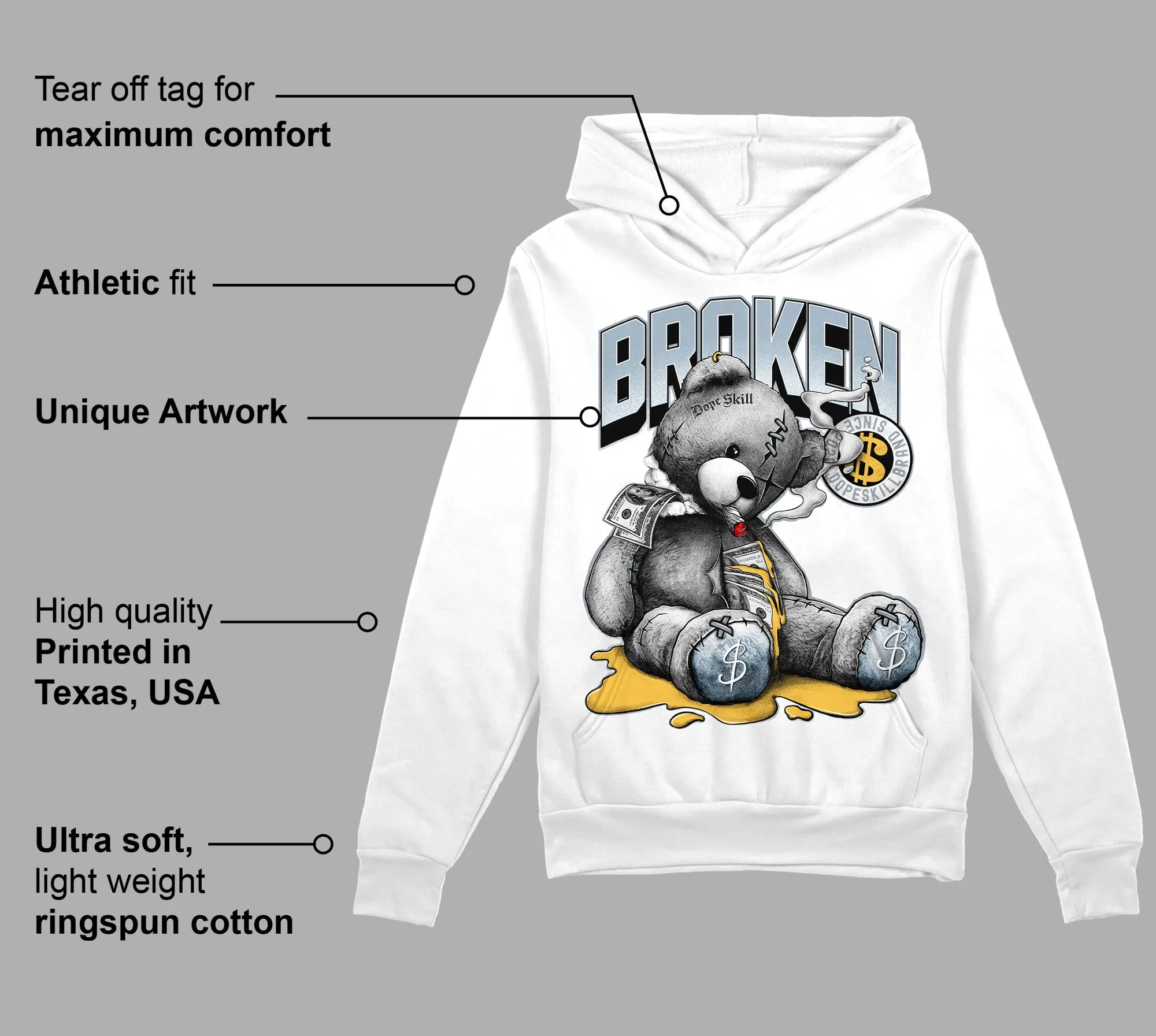 Blue Grey 13s DopeSkill Hoodie Sweatshirt Sick Bear Graphic sold by DopeSkill product image thumbnail 3