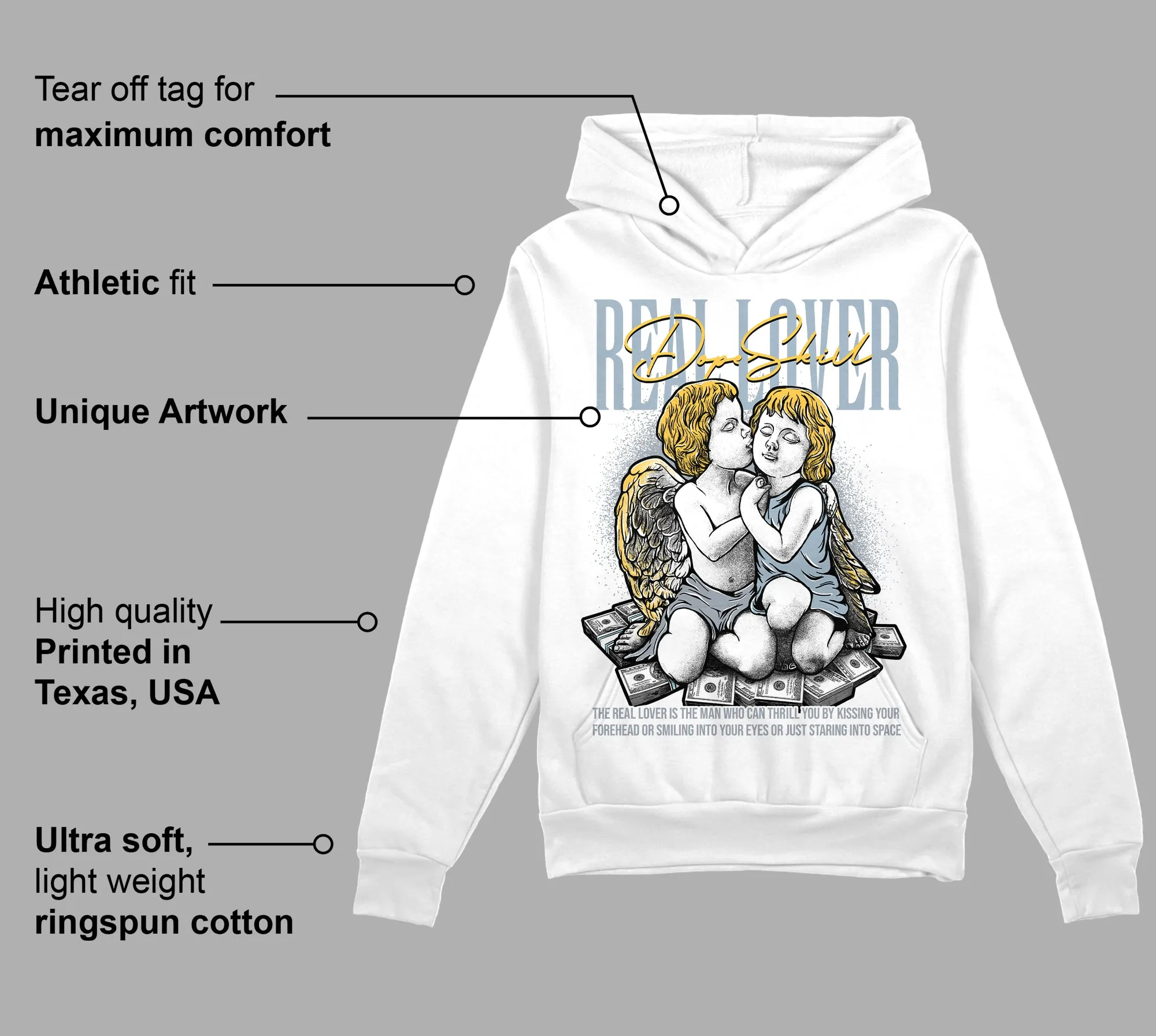 Blue Grey 13s DopeSkill Hoodie Sweatshirt Real Lover Graphic sold by DopeSkill product image thumbnail 3