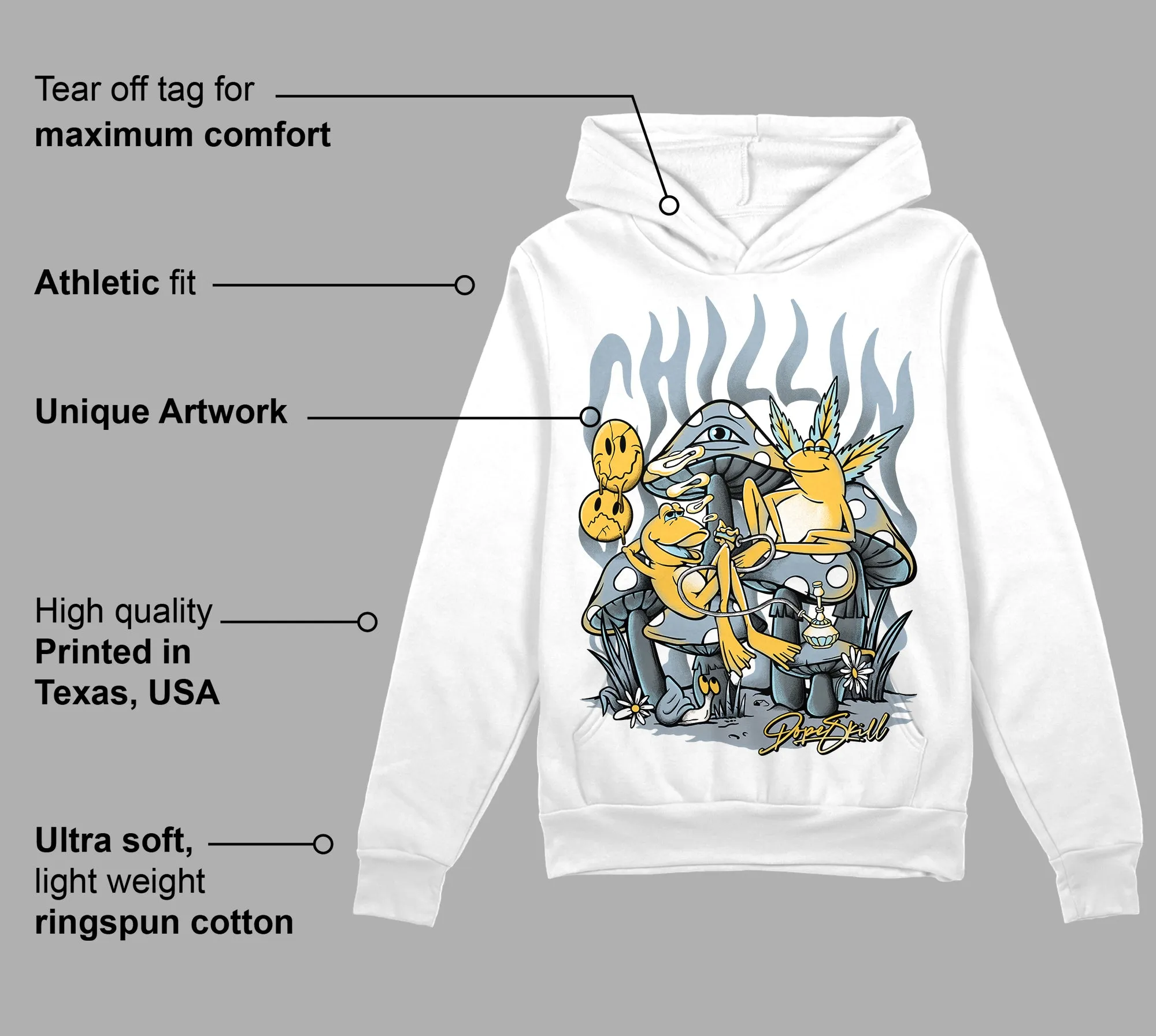 Blue Grey 13s DopeSkill Hoodie Sweatshirt Chillin Graphic sold by DopeSkill product image thumbnail 3