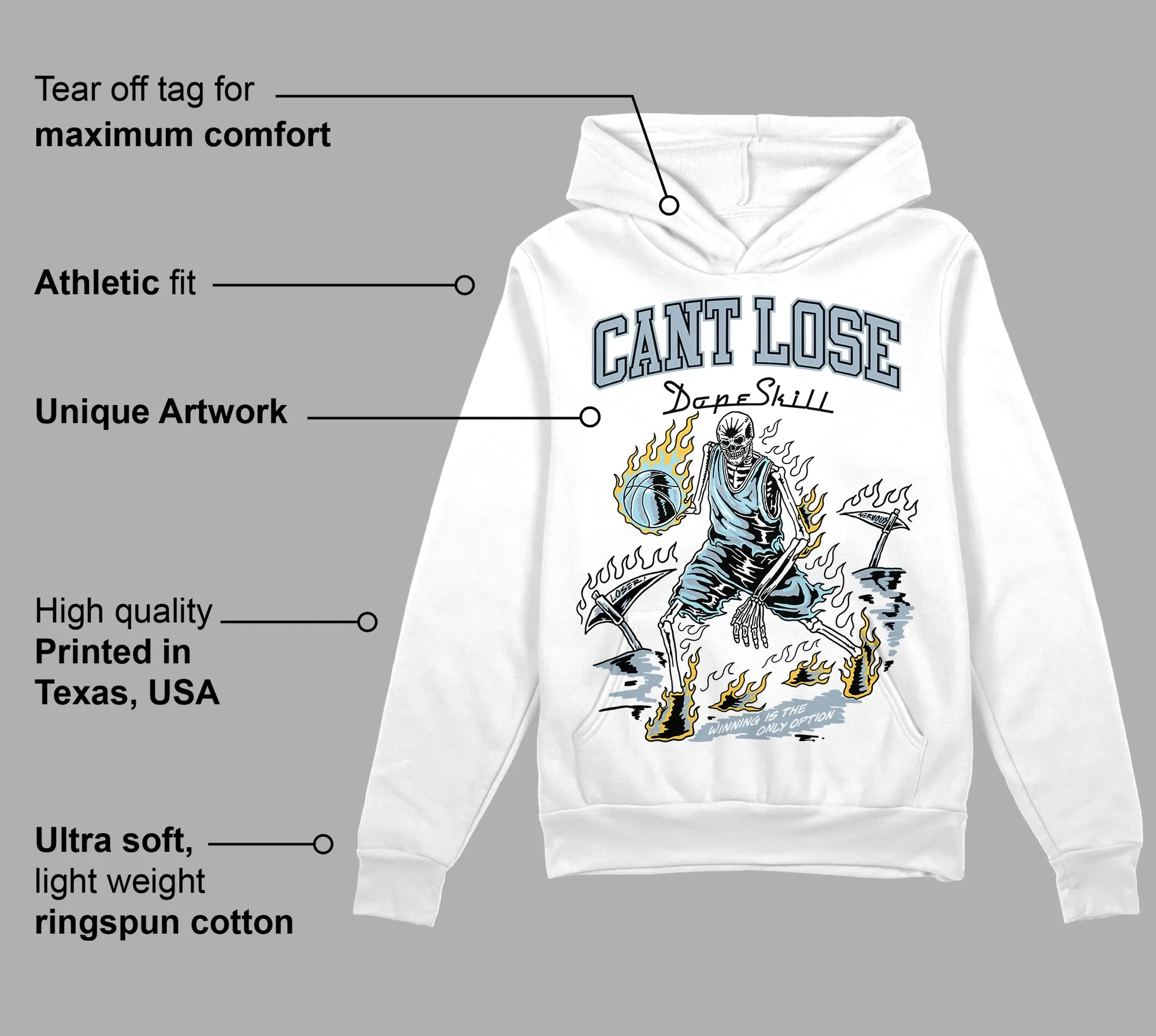 Blue Grey 13s DopeSkill Hoodie Sweatshirt Cant Lose Graphic sold by DopeSkill product image thumbnail 3