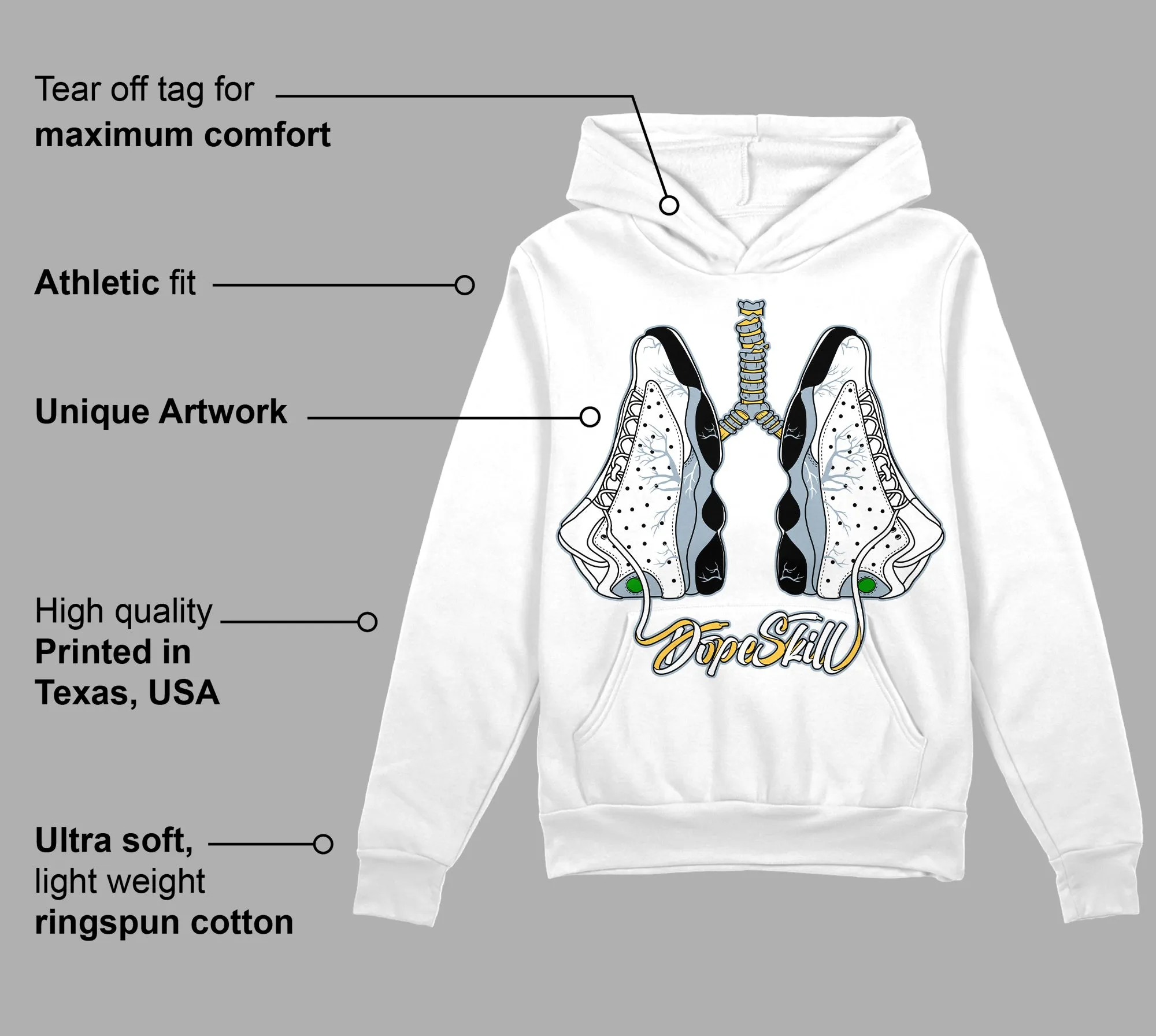 Blue Grey 13s DopeSkill Hoodie Sweatshirt Breathe Graphic sold by DopeSkill product image thumbnail 3