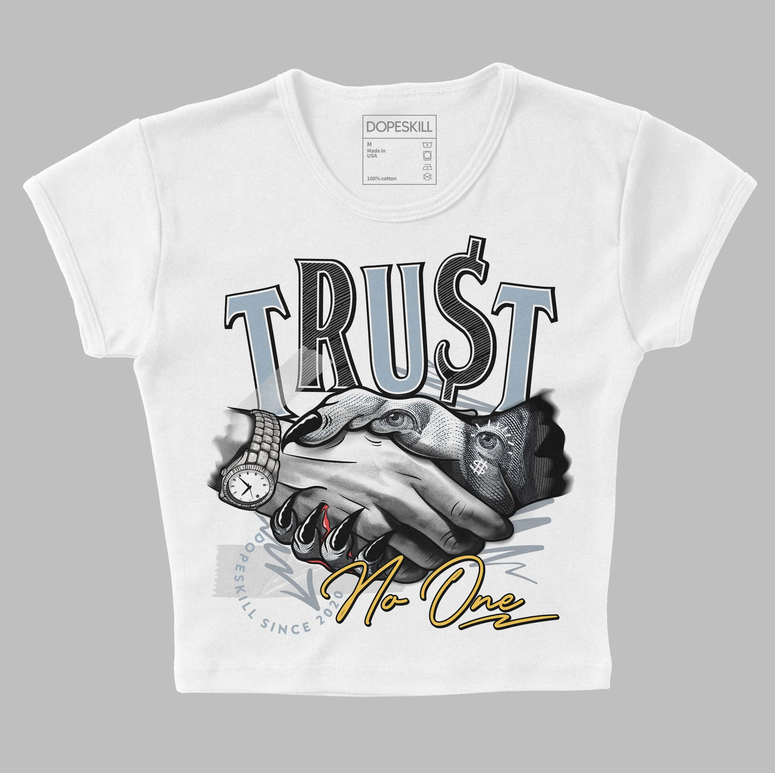 Blue Grey 13s DopeSkill Women's Crop Top Trust No One Graphic sold by DopeSkill