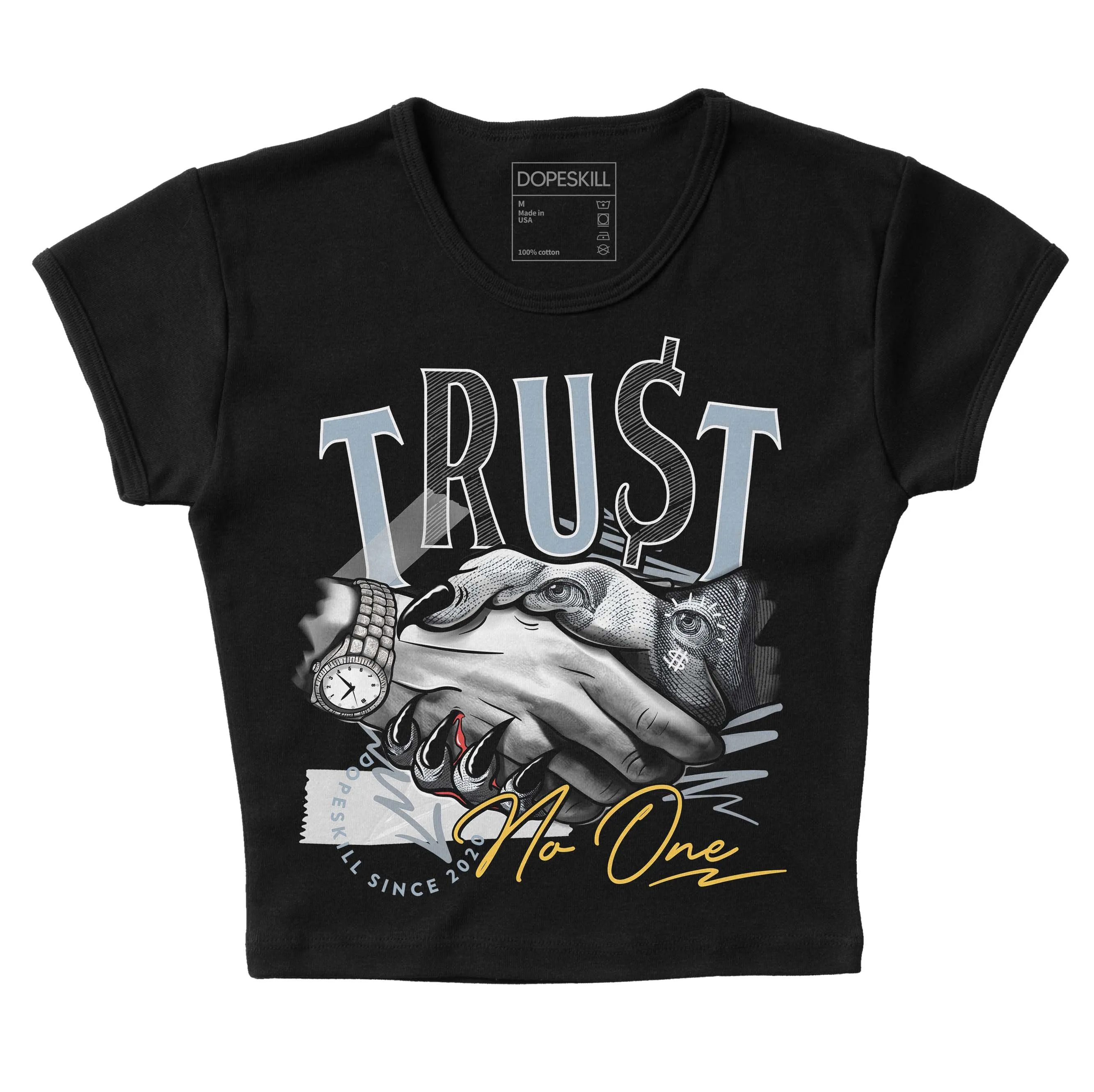 Blue Grey 13s DopeSkill Women's Crop Top Trust No One Graphic sold by DopeSkill product image thumbnail 2