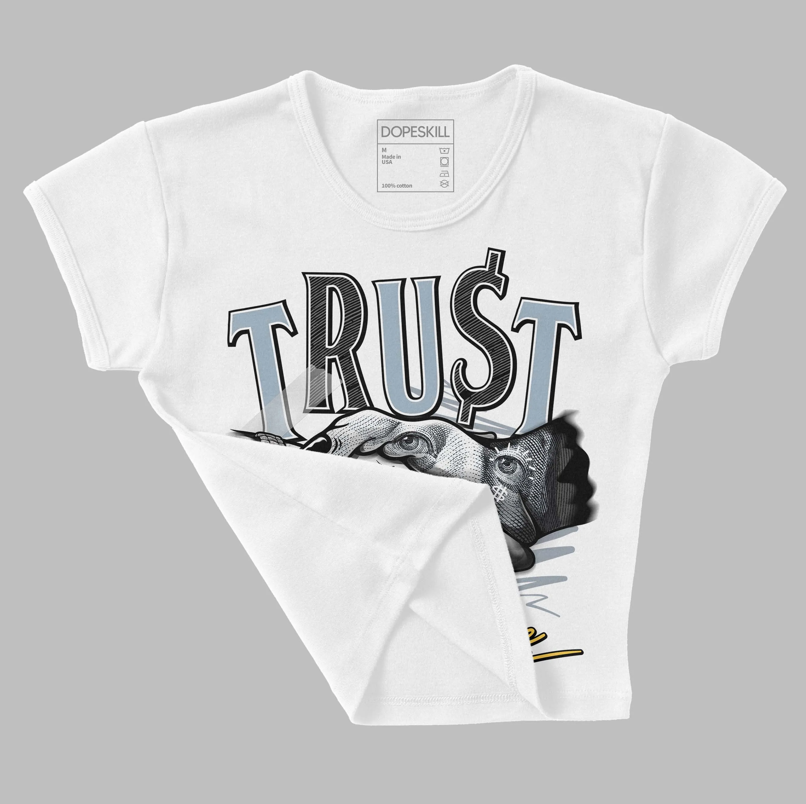 Blue Grey 13s DopeSkill Women's Crop Top Trust No One Graphic sold by DopeSkill product image thumbnail 3