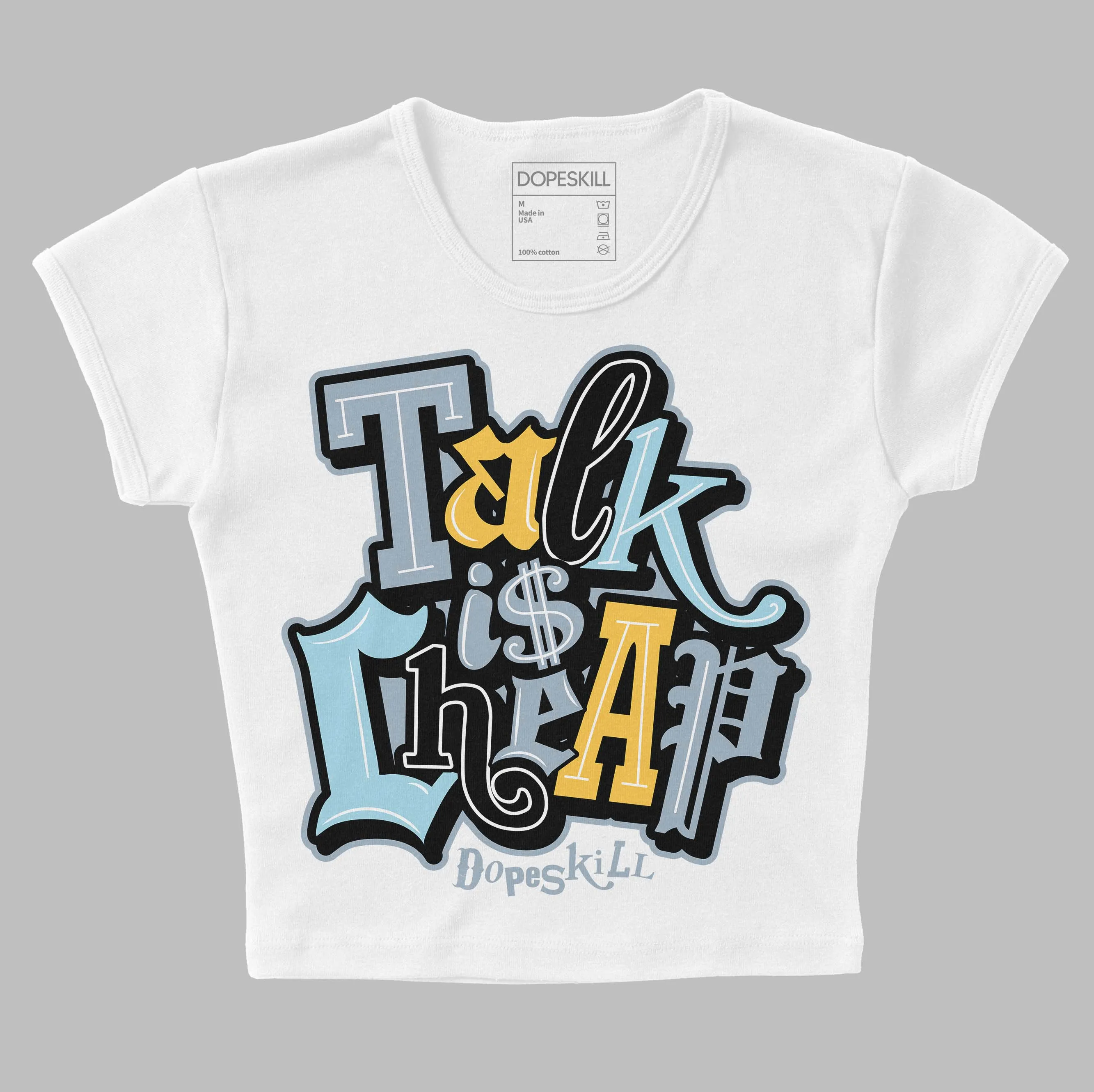 Blue Grey 13s DopeSkill Women's Crop Top Talk Is Chip Graphic sold by DopeSkill