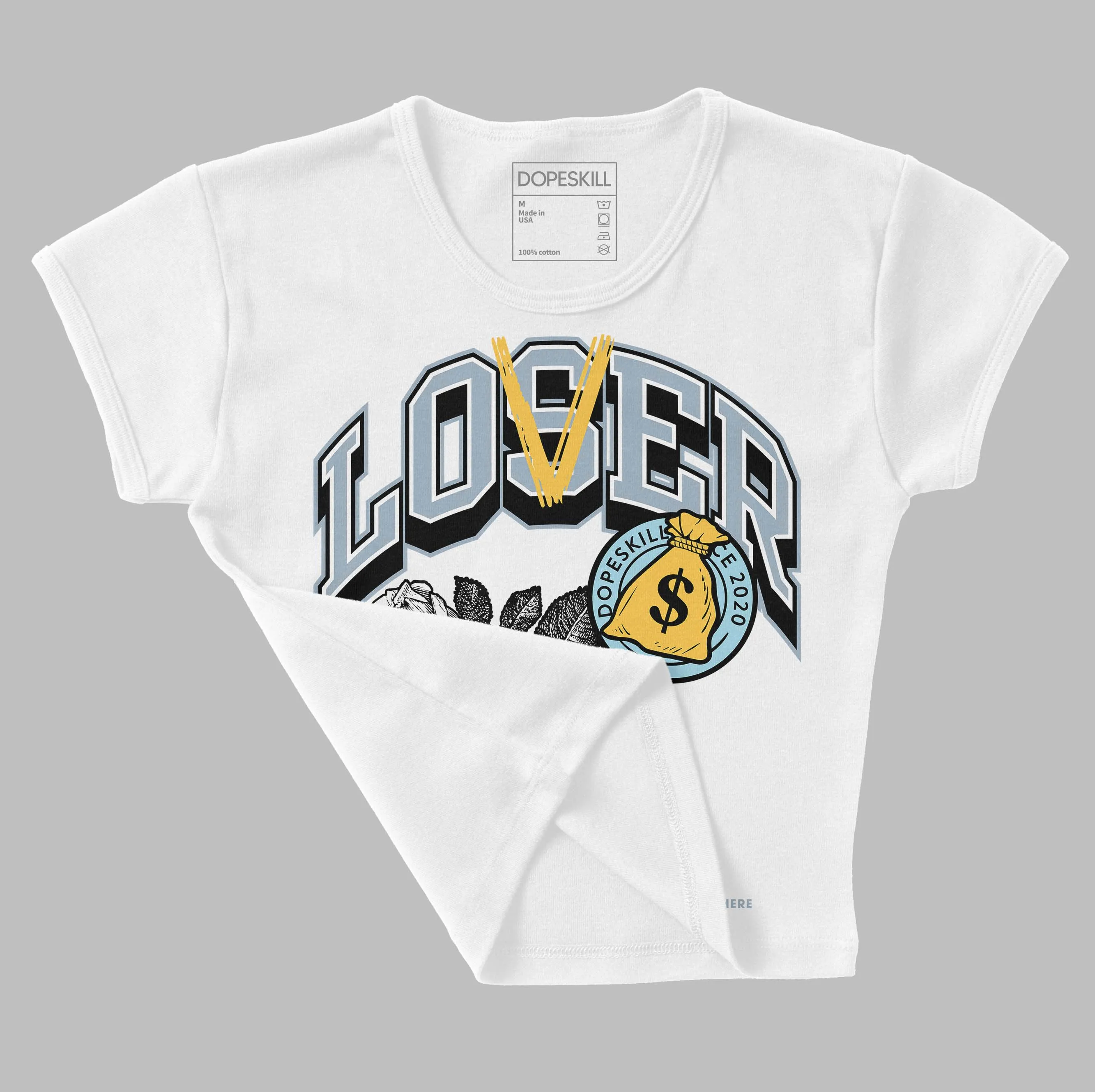 Blue Grey 13s DopeSkill Women's Crop Top Loser Lover Graphic sold by DopeSkill product image thumbnail 3