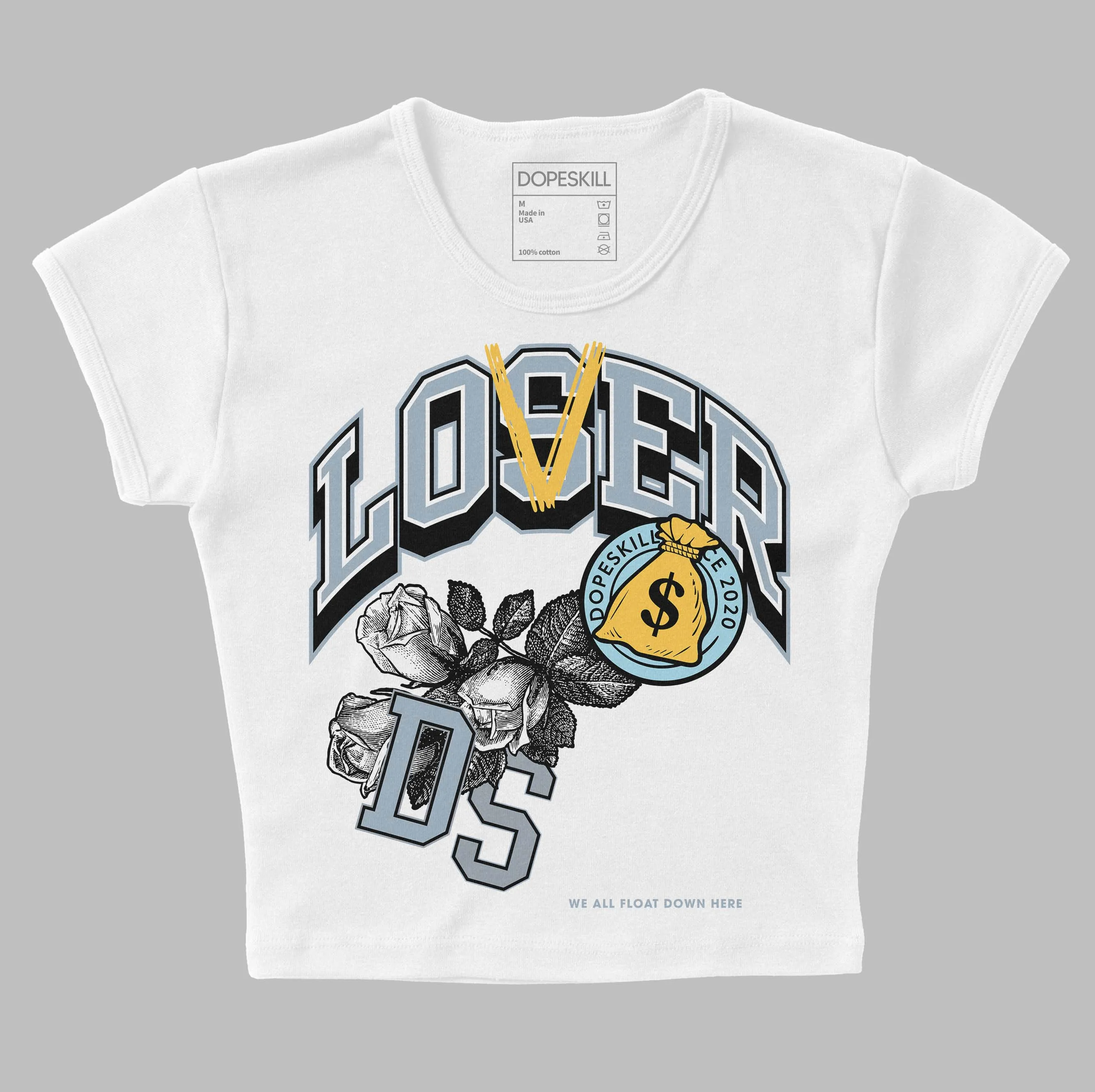 Blue Grey 13s DopeSkill Women's Crop Top Loser Lover Graphic sold by DopeSkill
