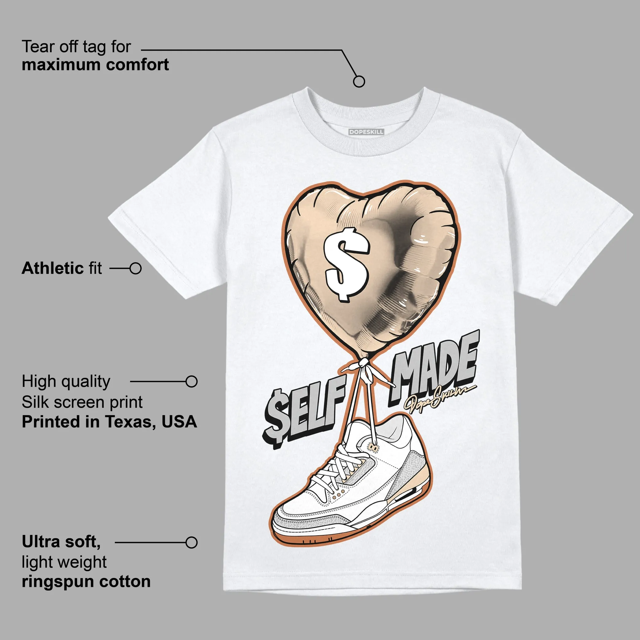 Craft Ivory 3s DopeSkill T-Shirt Self Made Graphic sold by DopeSkill product image thumbnail 3